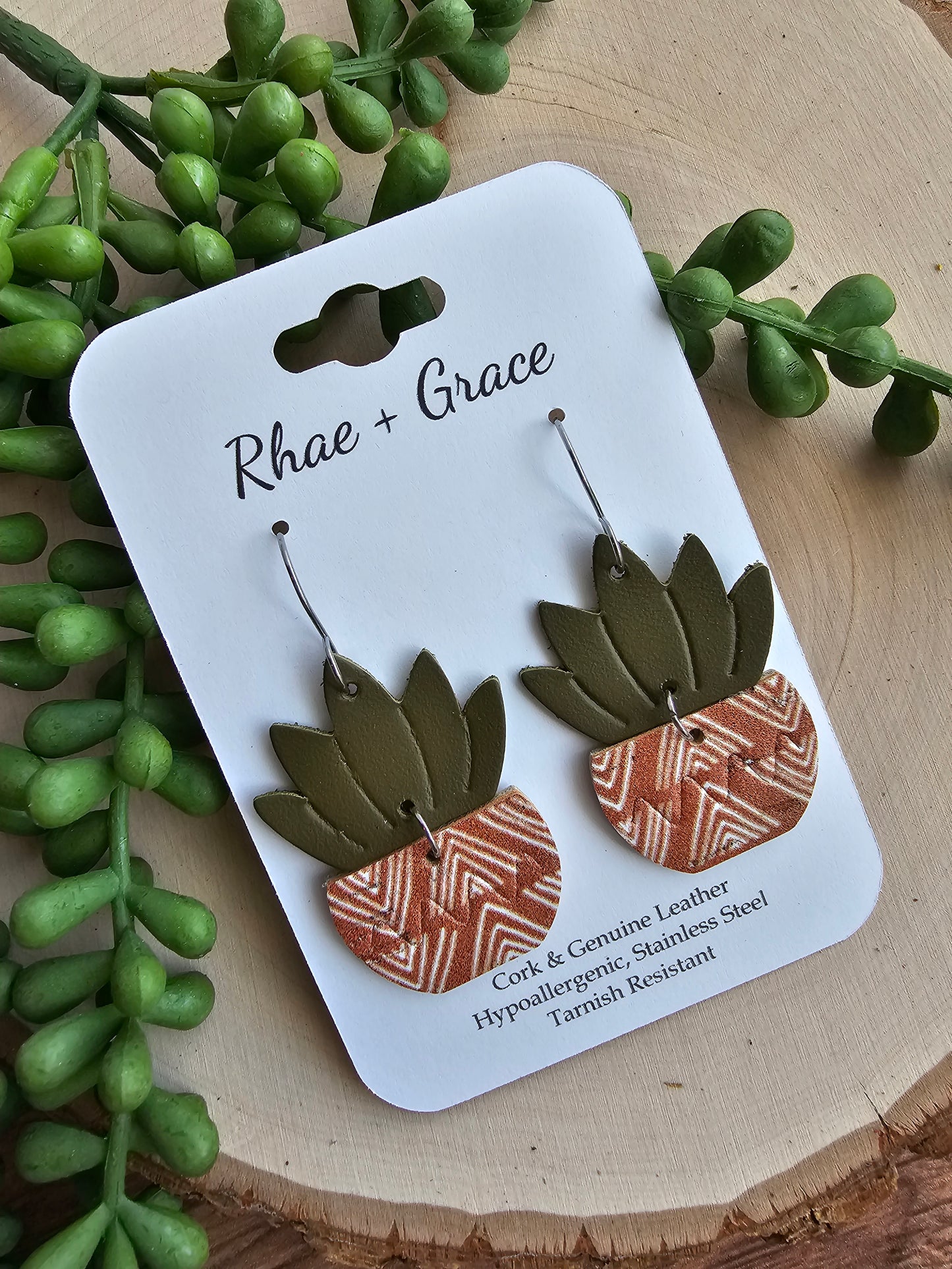 Burnt Orange Potted Plant Earrings