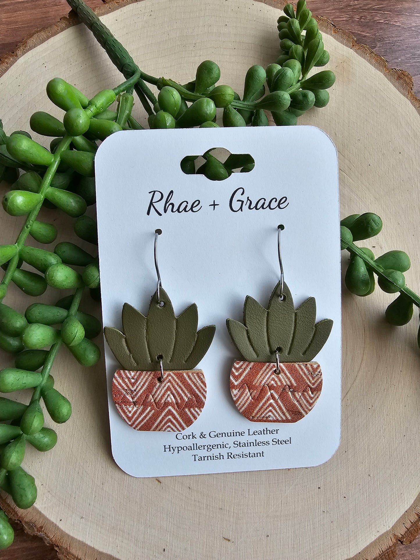 Burnt Orange Potted Plant Earrings