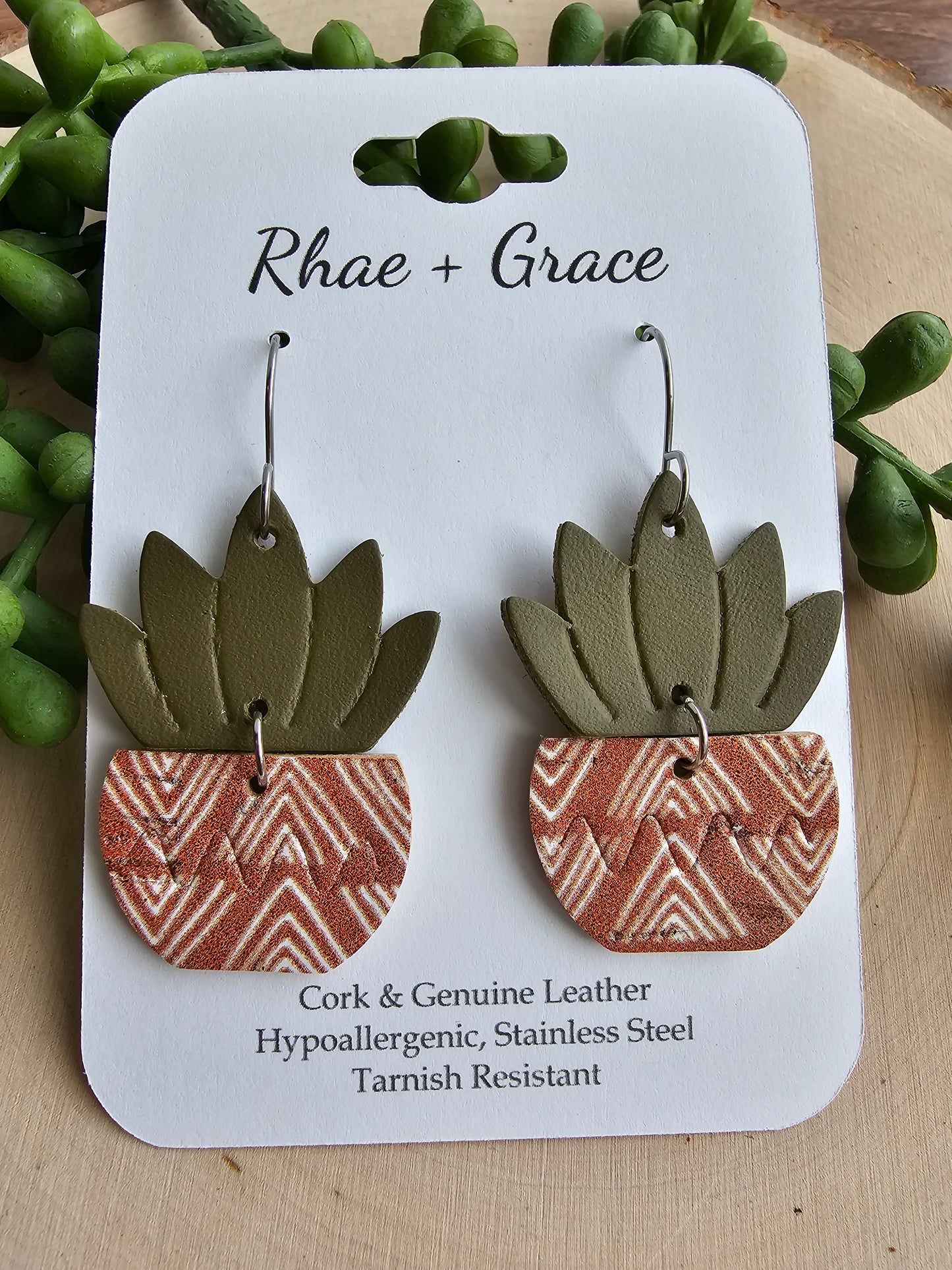 Burnt Orange Potted Plant Earrings