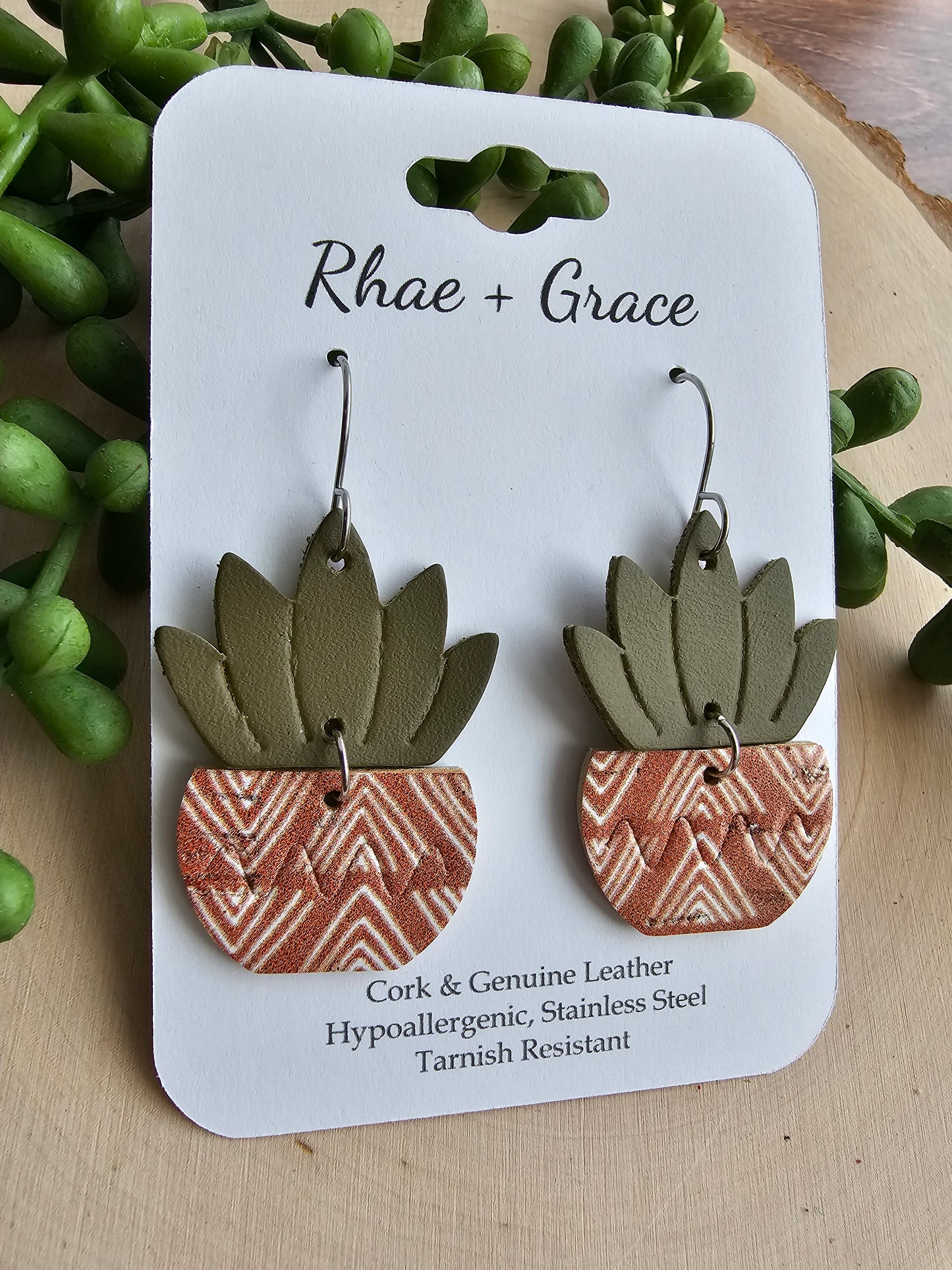 Burnt Orange Potted Plant Earrings