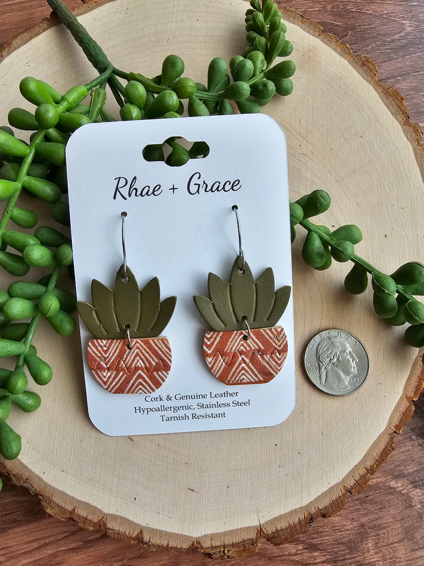 Burnt Orange Potted Plant Earrings