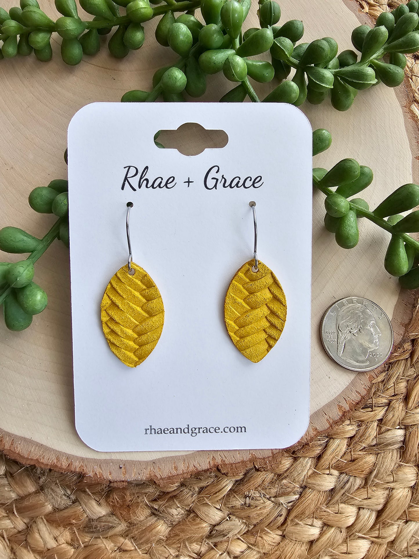 Sunshine Braided Leaf Earrings - Small