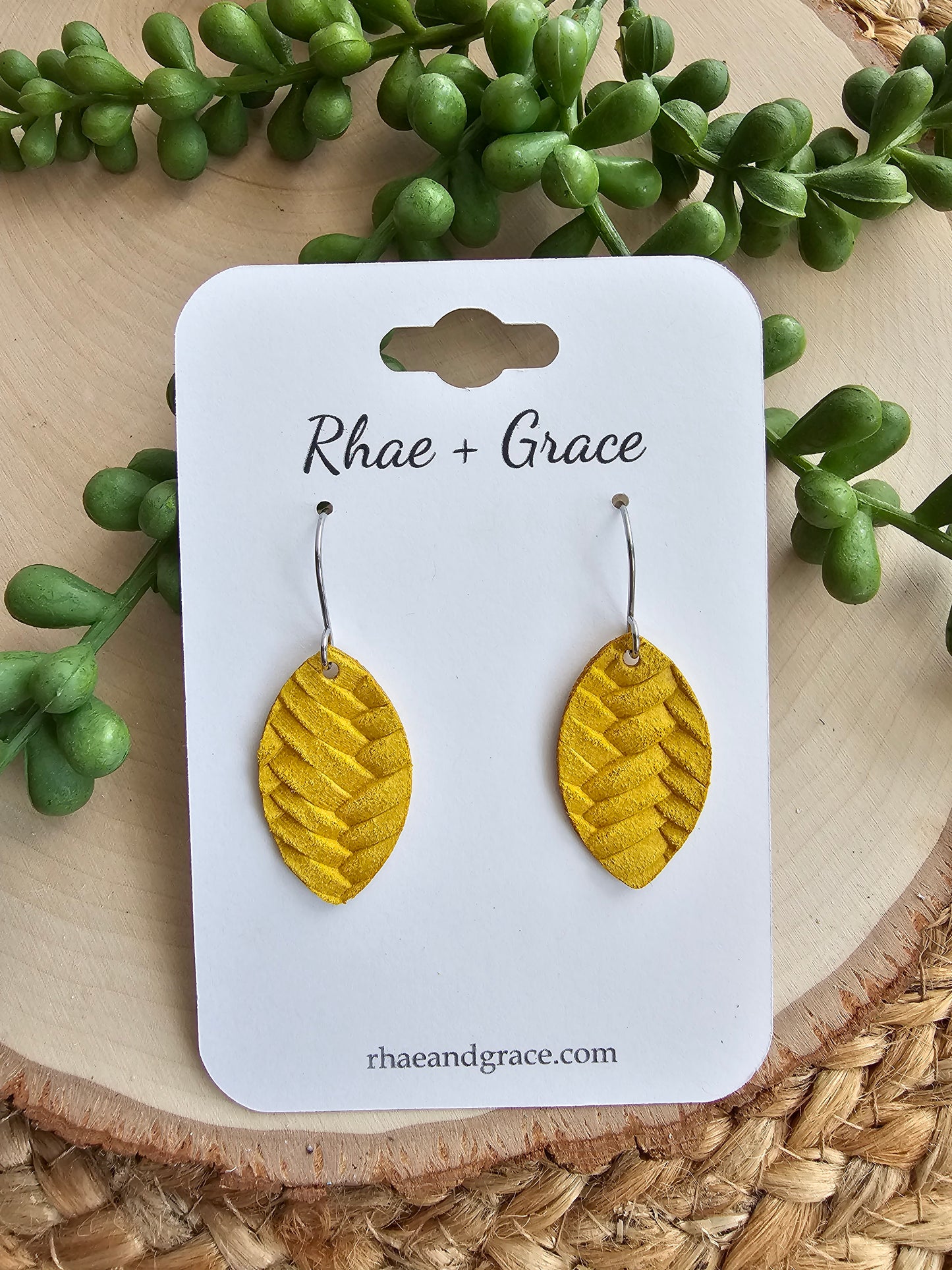 Sunshine Braided Leaf Earrings - Small