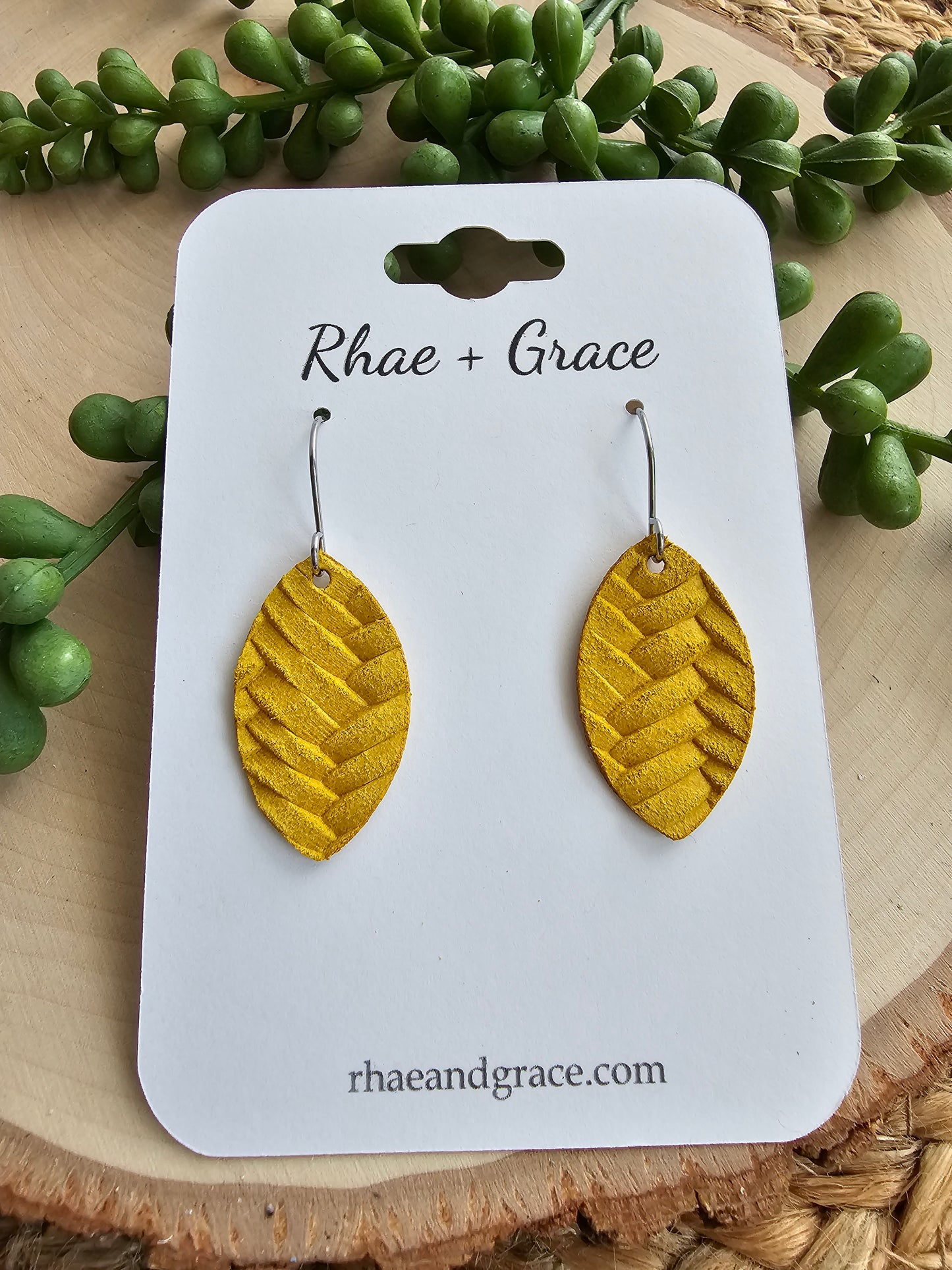Sunshine Braided Leaf Earrings - Small