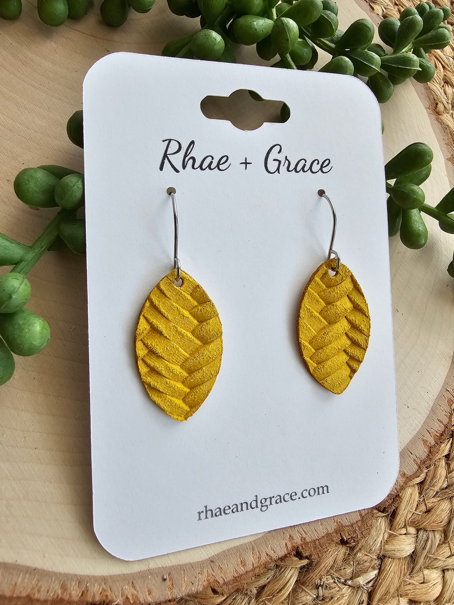 Sunshine Braided Leaf Earrings - Small