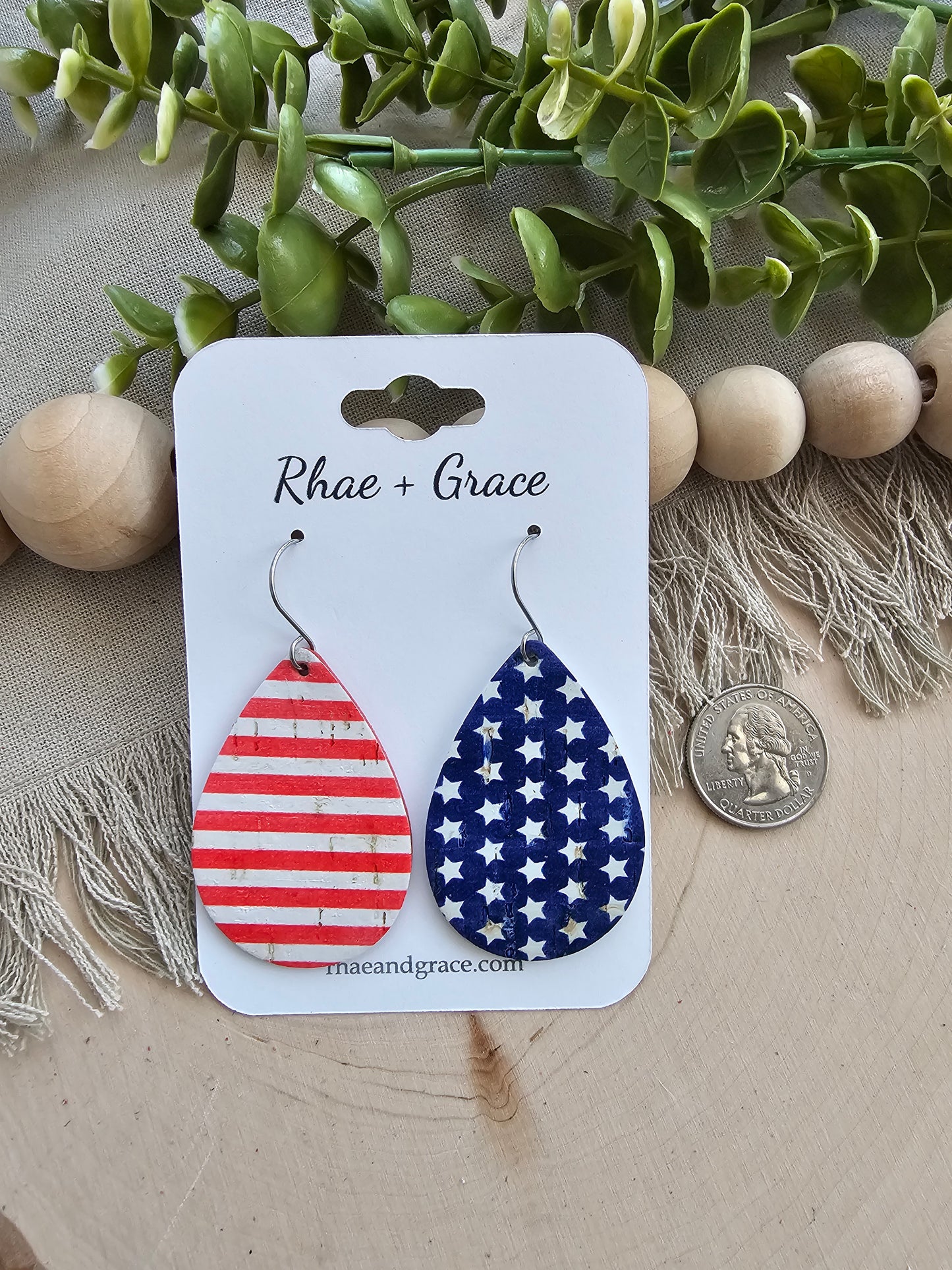 Stars & Stripes Teardrop Earrings - Medium