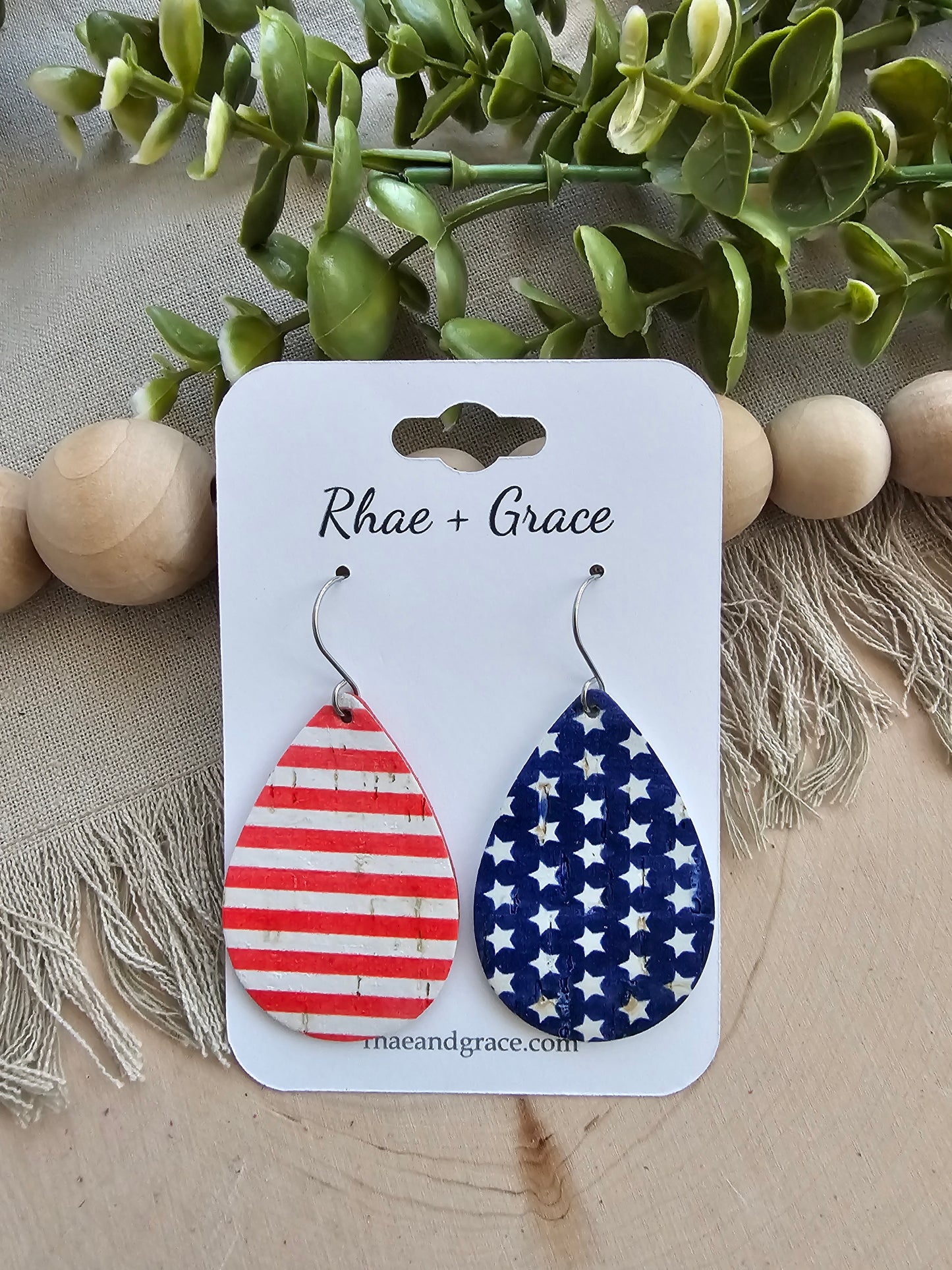 Stars & Stripes Teardrop Earrings - Medium