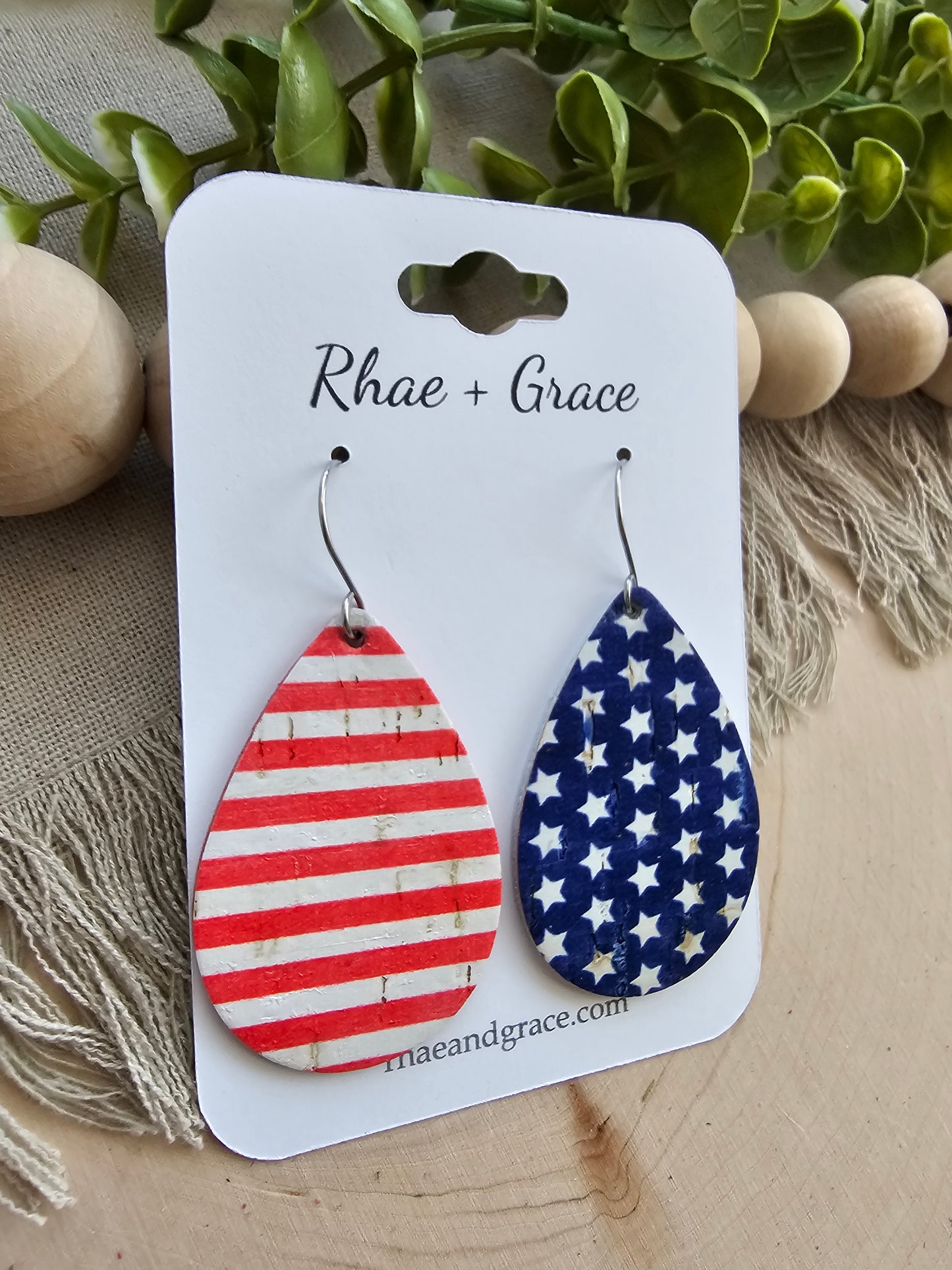 Stars & Stripes Teardrop Earrings - Medium