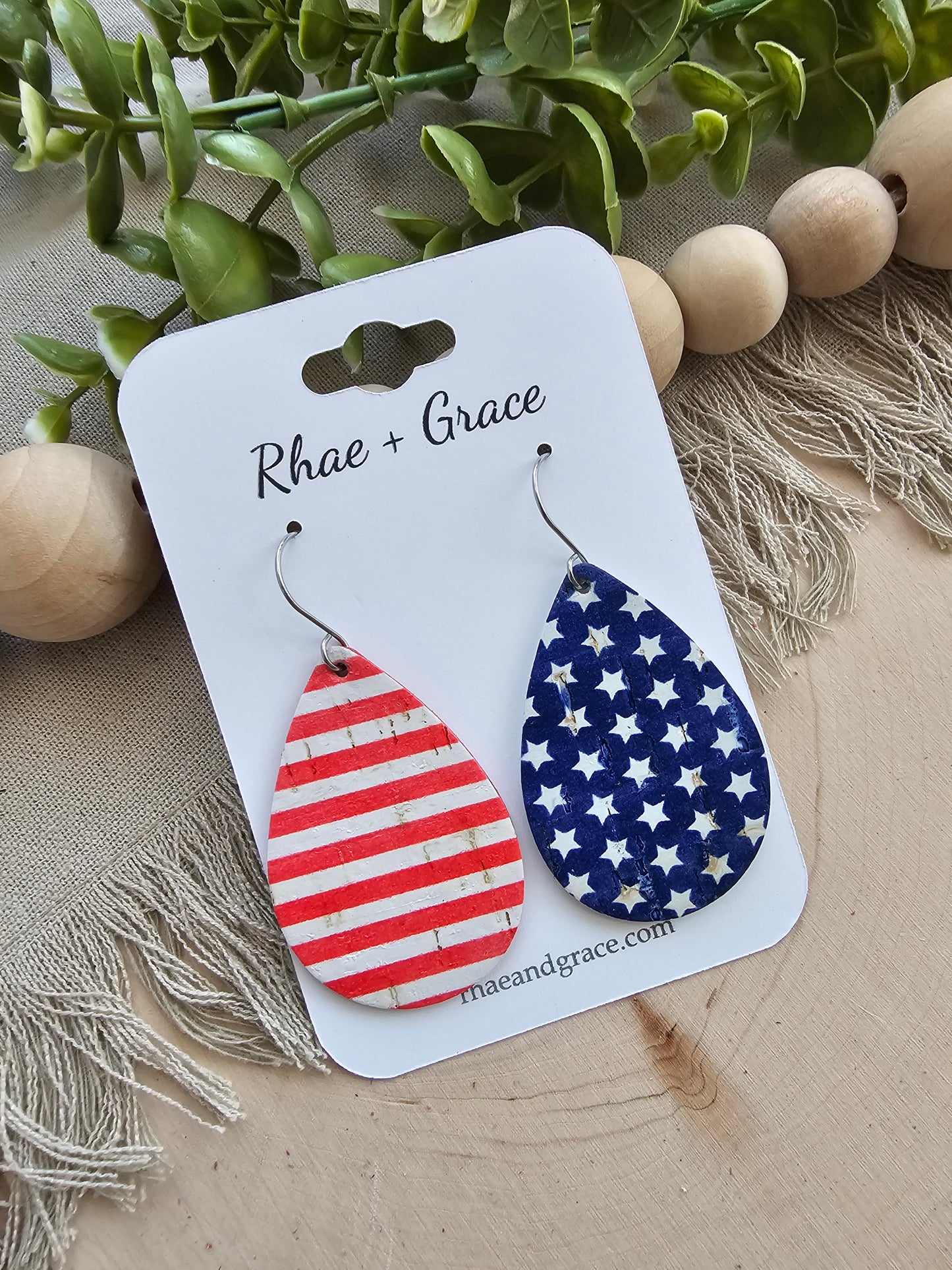 Stars & Stripes Teardrop Earrings - Medium