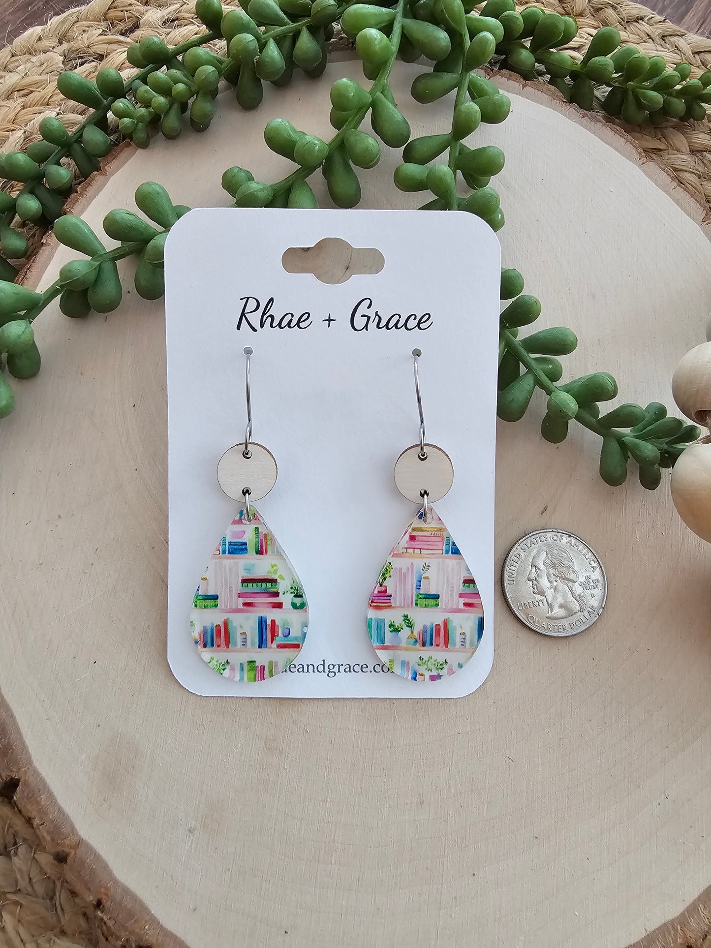 Book Lover & Plants Acrylic Teardrop Earrings
