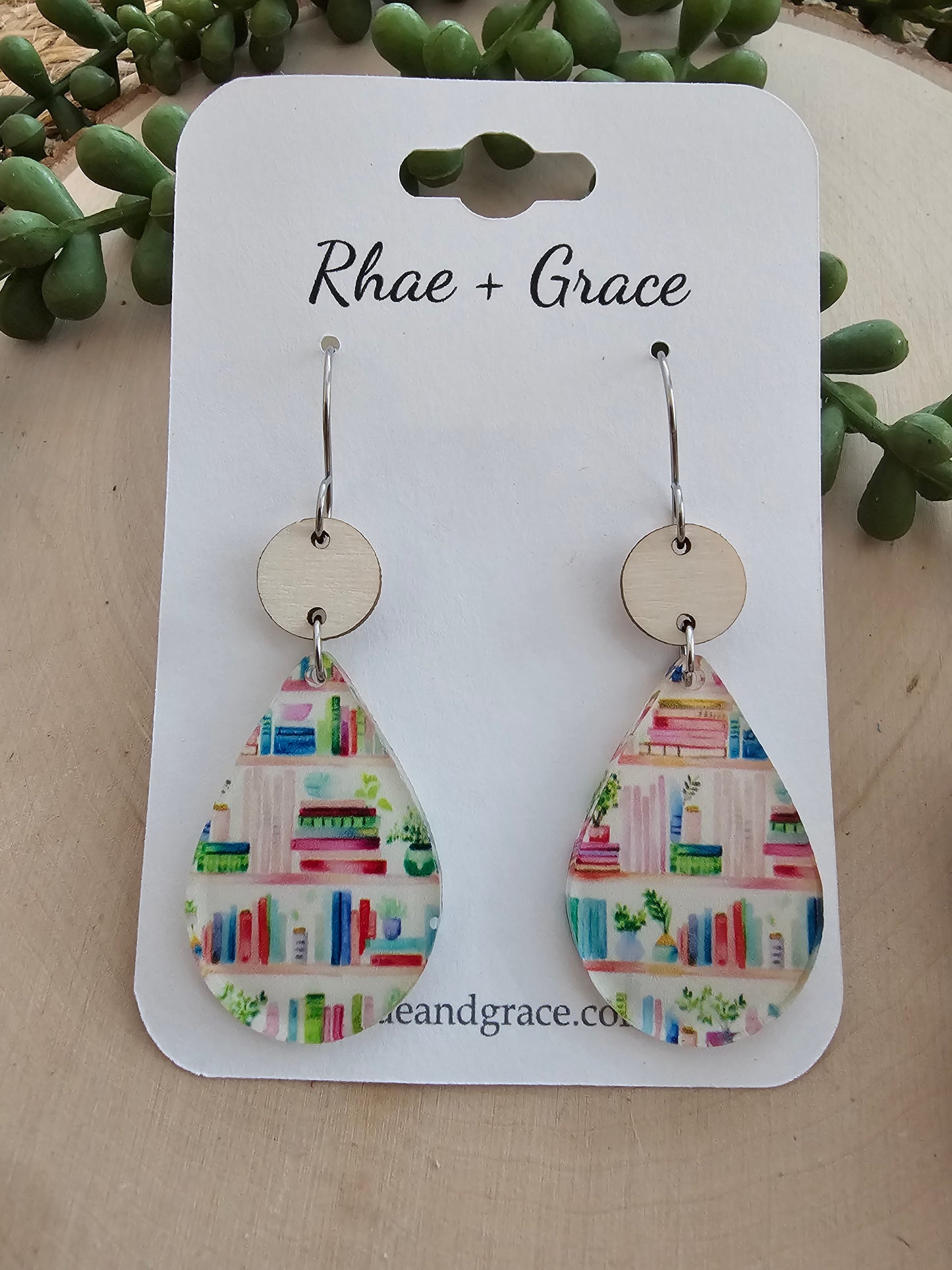Book Lover & Plants Acrylic Teardrop Earrings