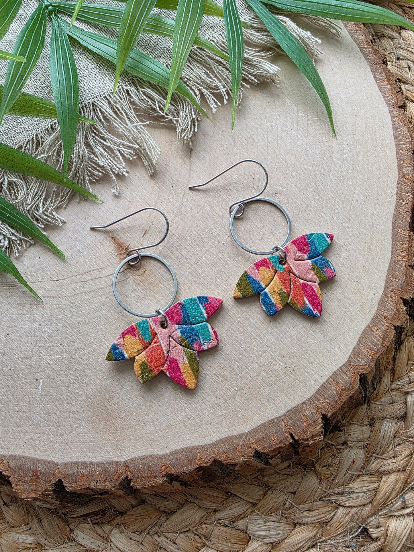 Colorful Brushstrokes Embossed Earrings