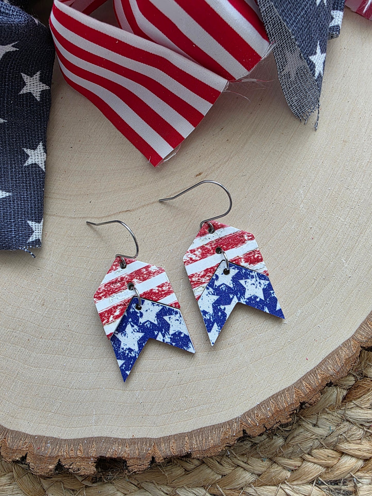 Stars & Stripes Double Chevron Arrow Earrings