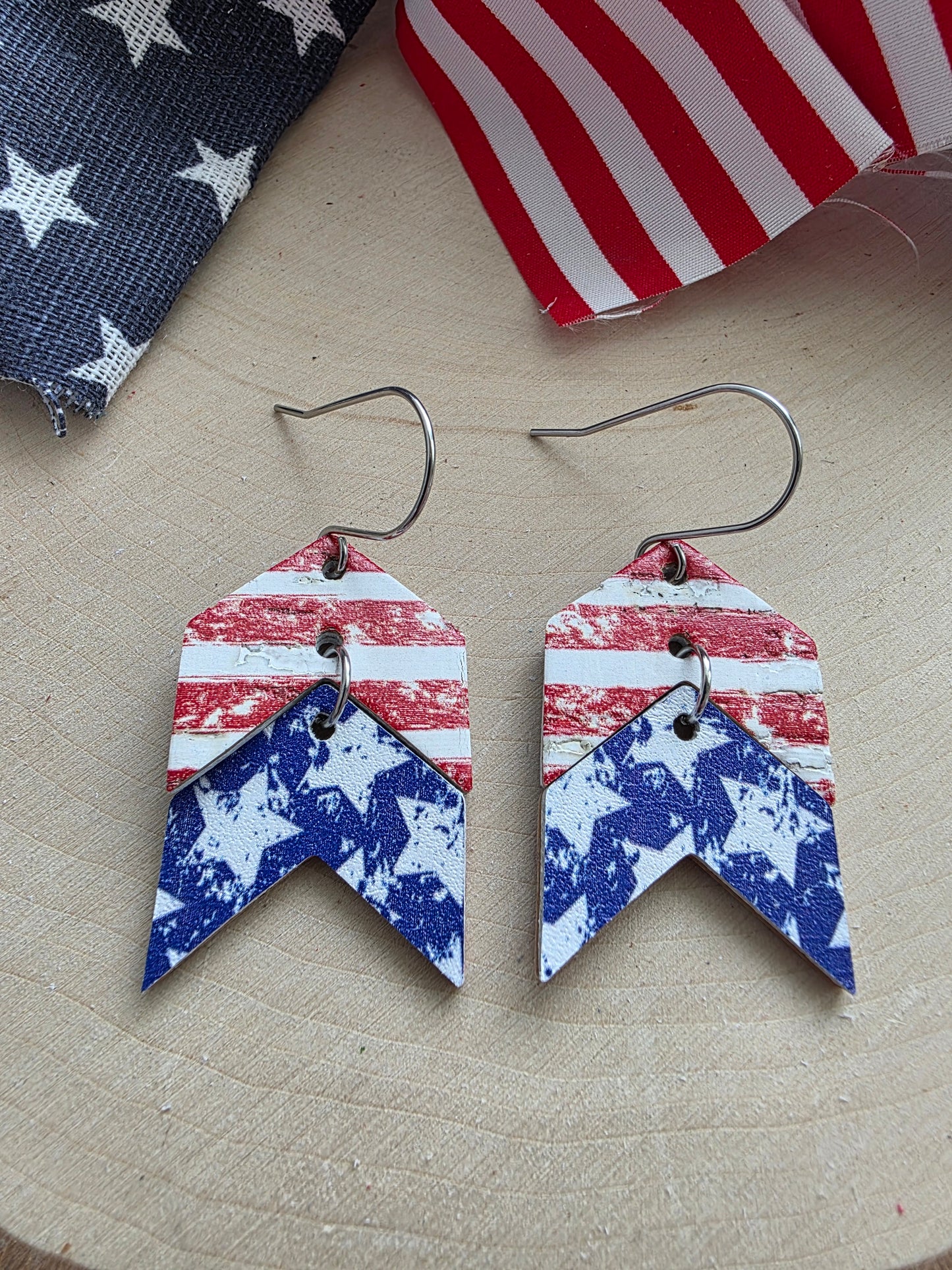 Stars & Stripes Double Chevron Arrow Earrings