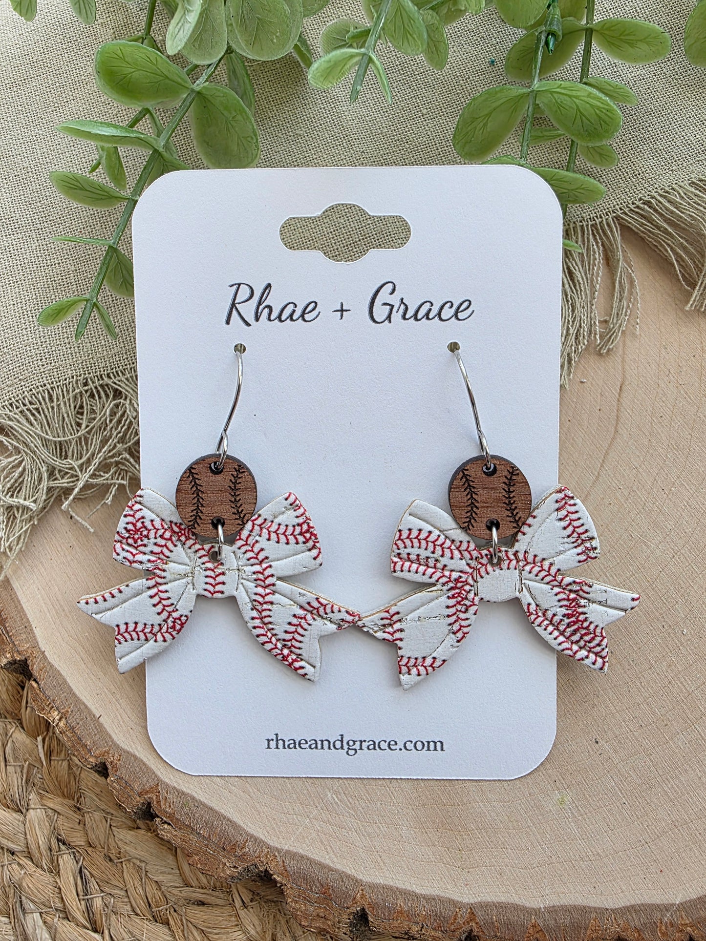 Baseball Bow Earrings