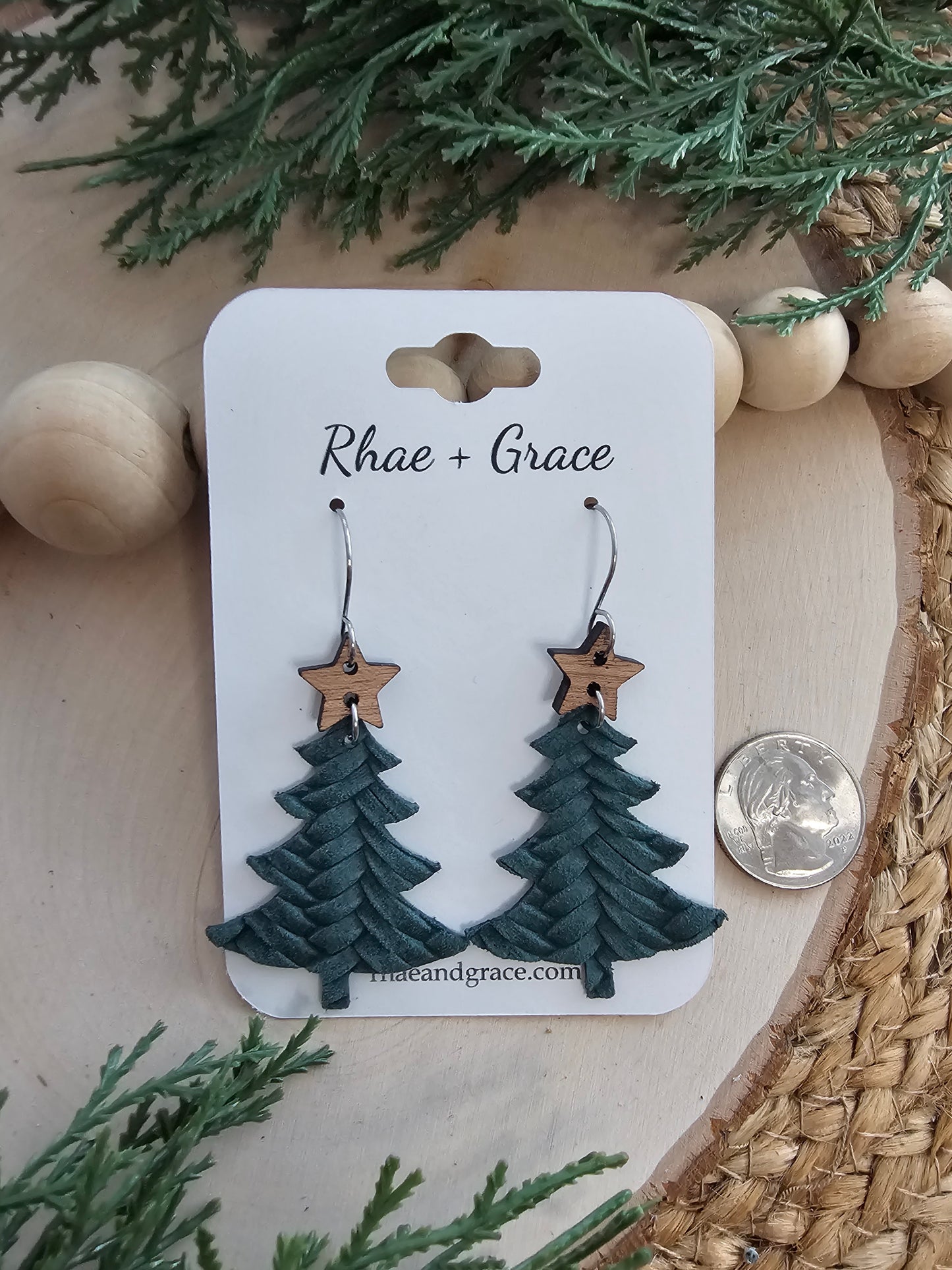 Pine Green Christmas Tree Earrings