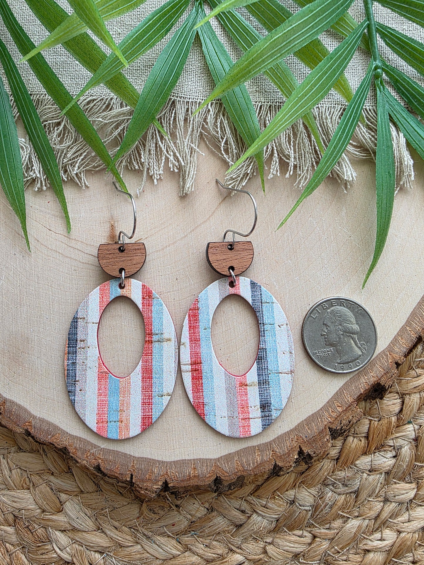 Sunset Stripes Chunky Oval Earrings