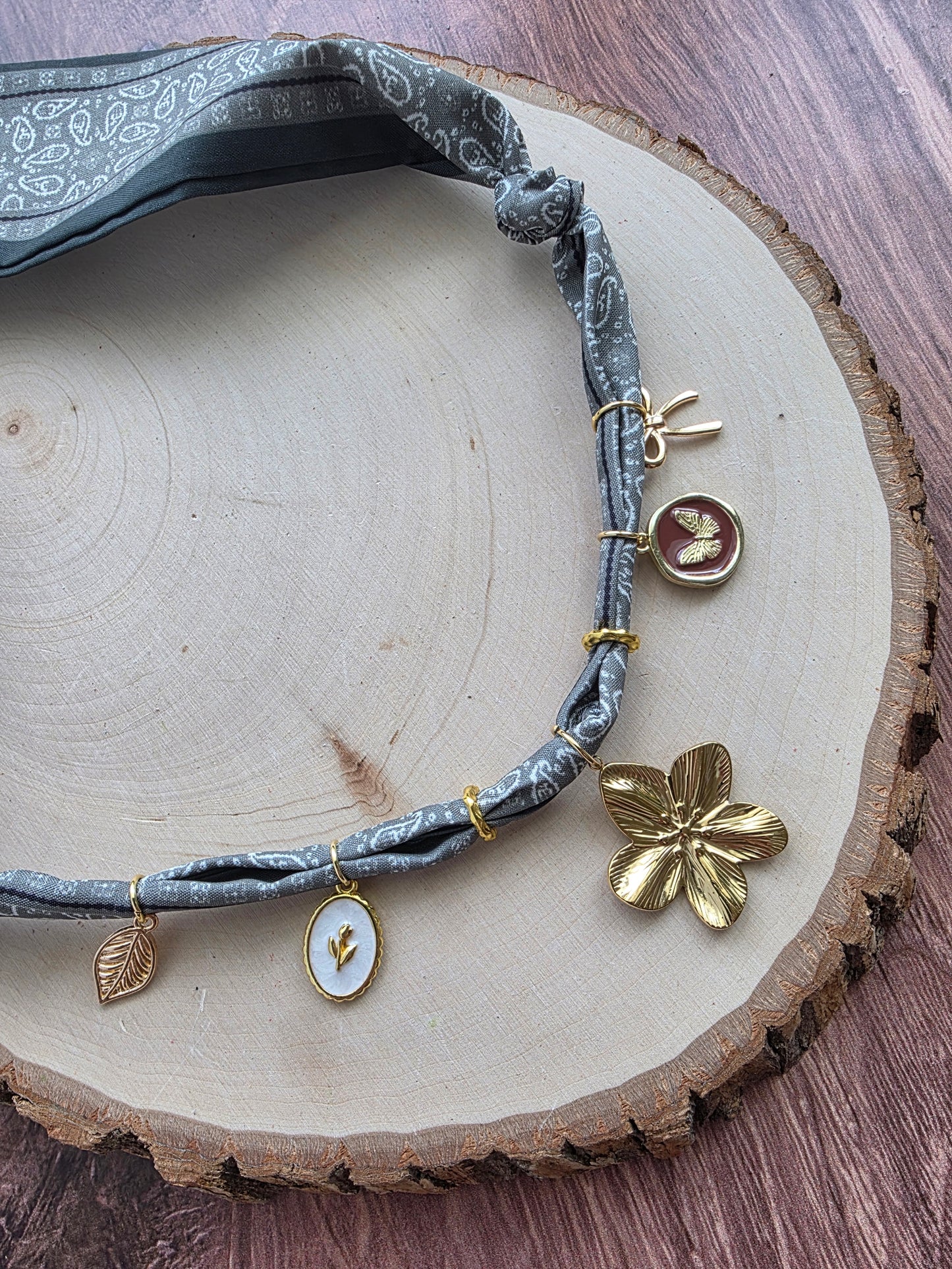 Enchanted Forest Green Scarf Charm Necklace