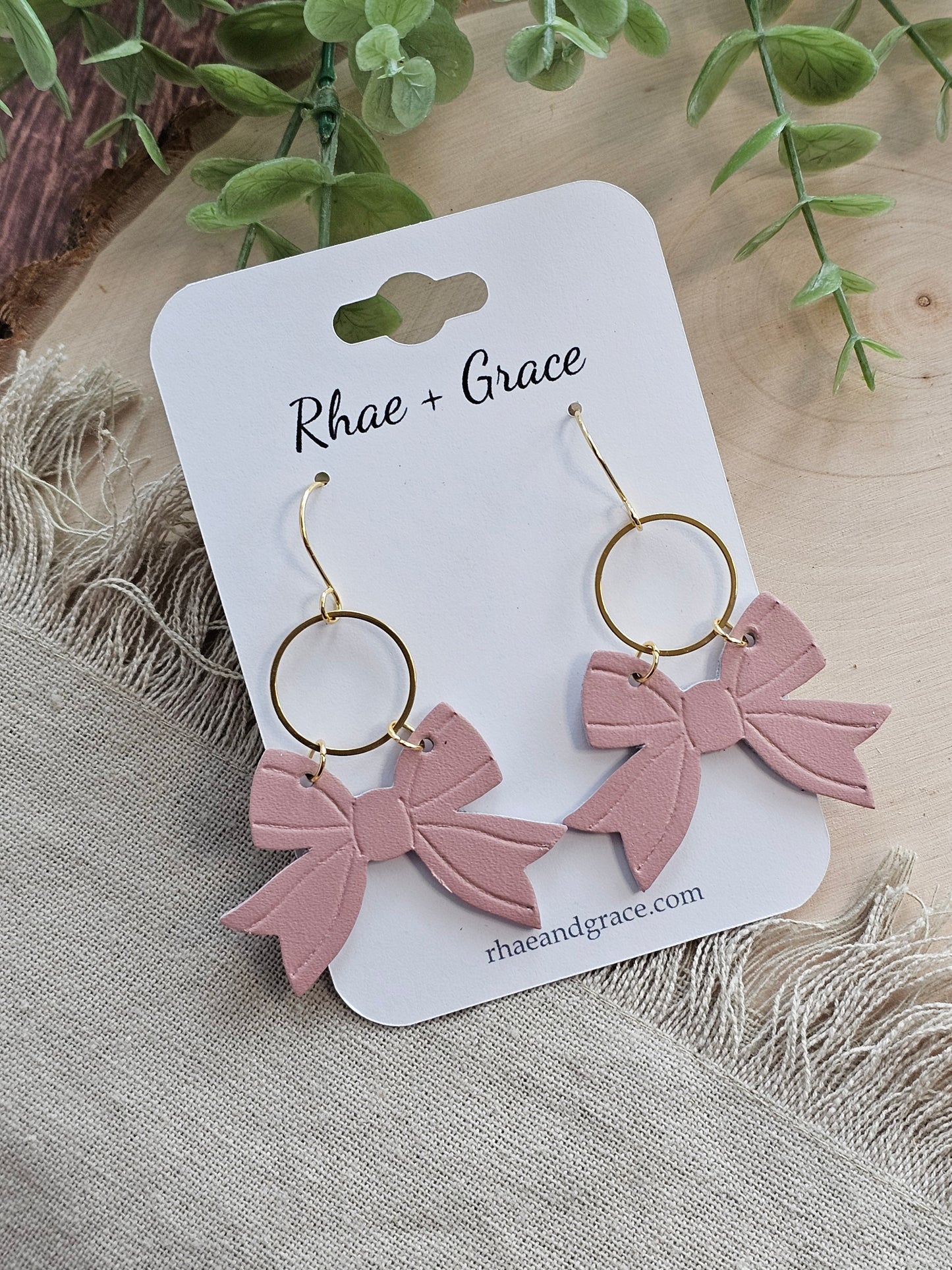 Dusty Pink Bow Earrings