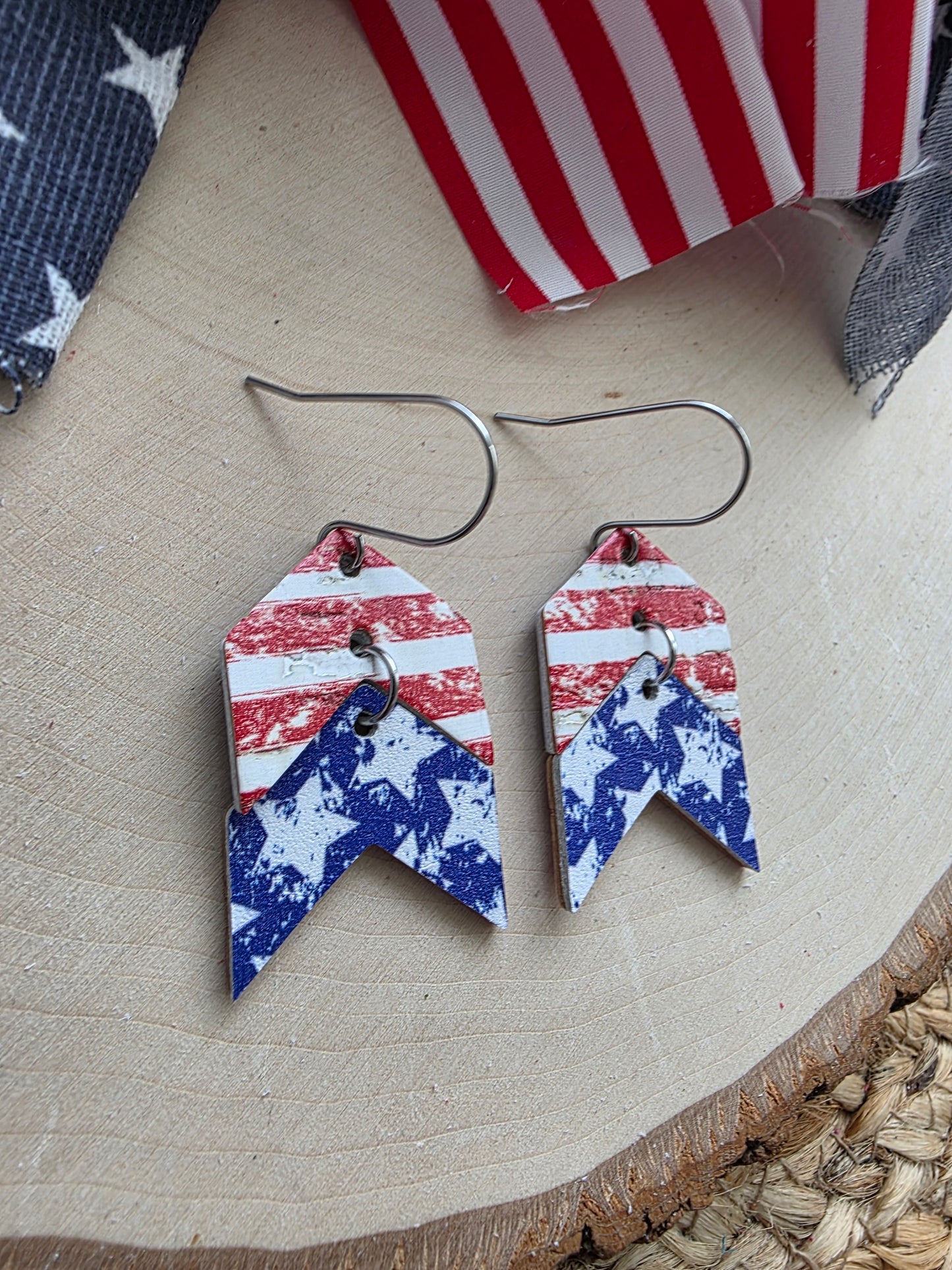 Stars & Stripes Double Chevron Arrow Earrings