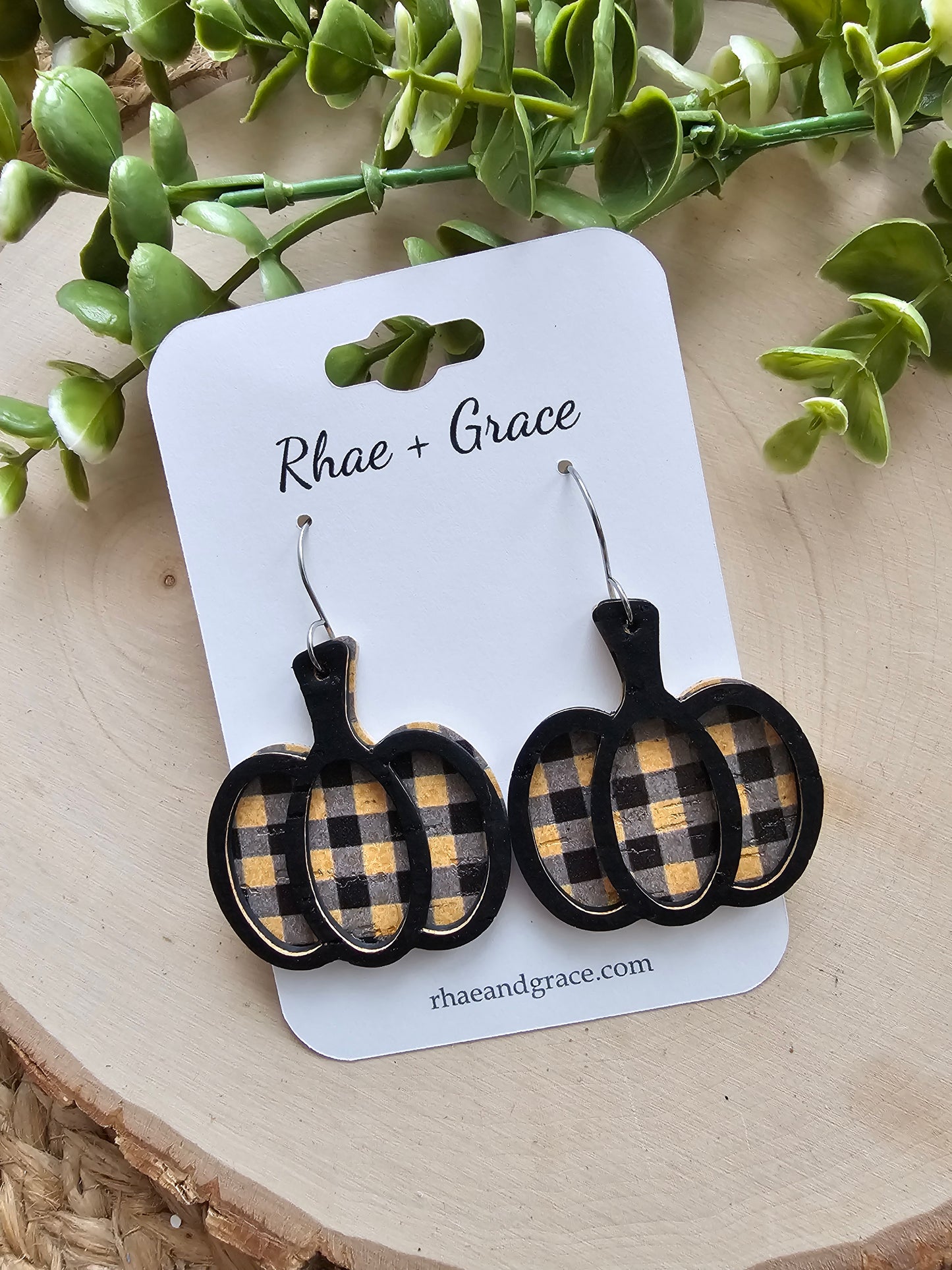 Bumblebee Plaid Pumpkin Earrings