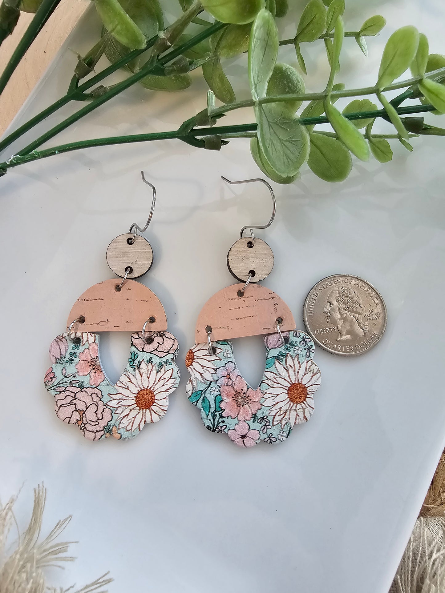 Spring Boho Blooms Floral Scalloped Earrings