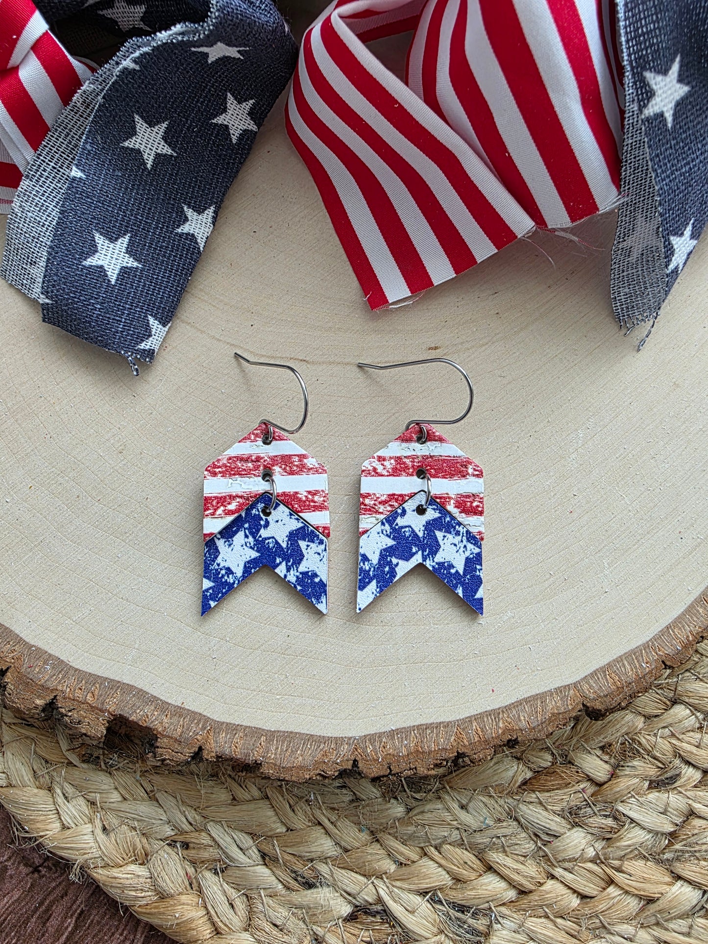 Stars & Stripes Double Chevron Arrow Earrings