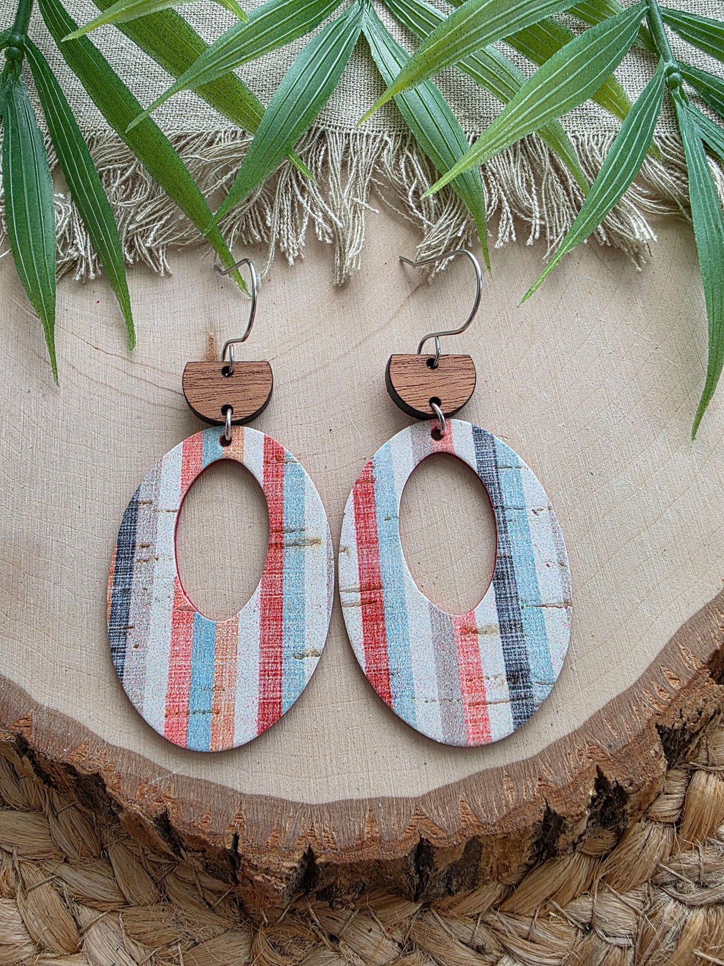 Sunset Stripes Chunky Oval Earrings