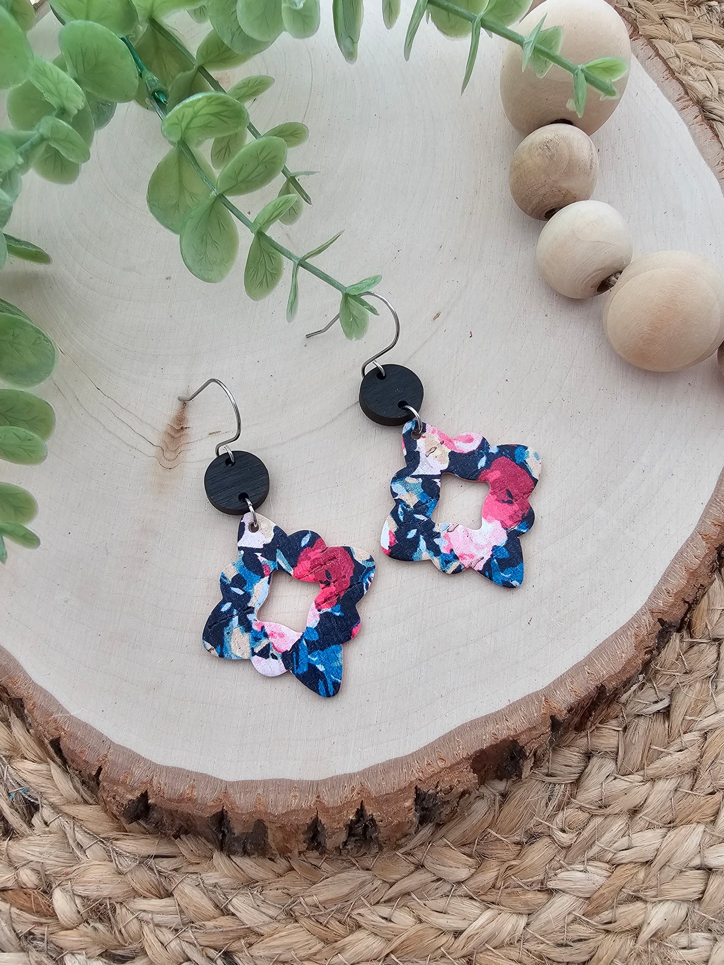 Midnight Rose Garden Scalloped Diamond Earrings