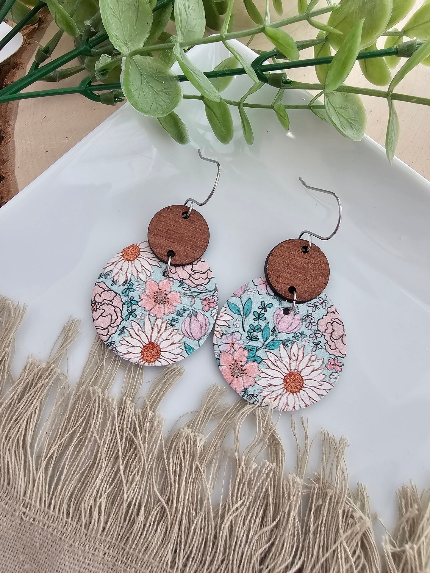 Spring Boho Blooms Floral Circle Earrings