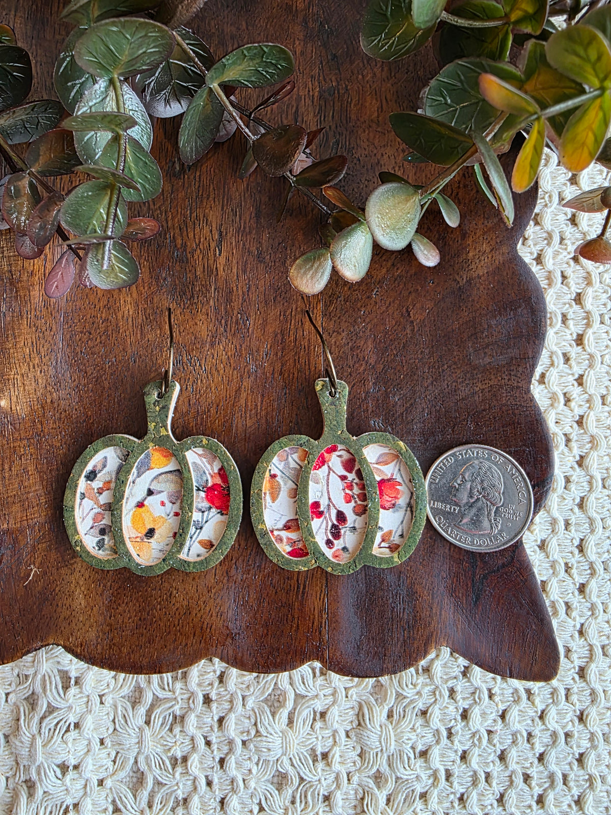 Harvest Floral Pumpkin Earrings