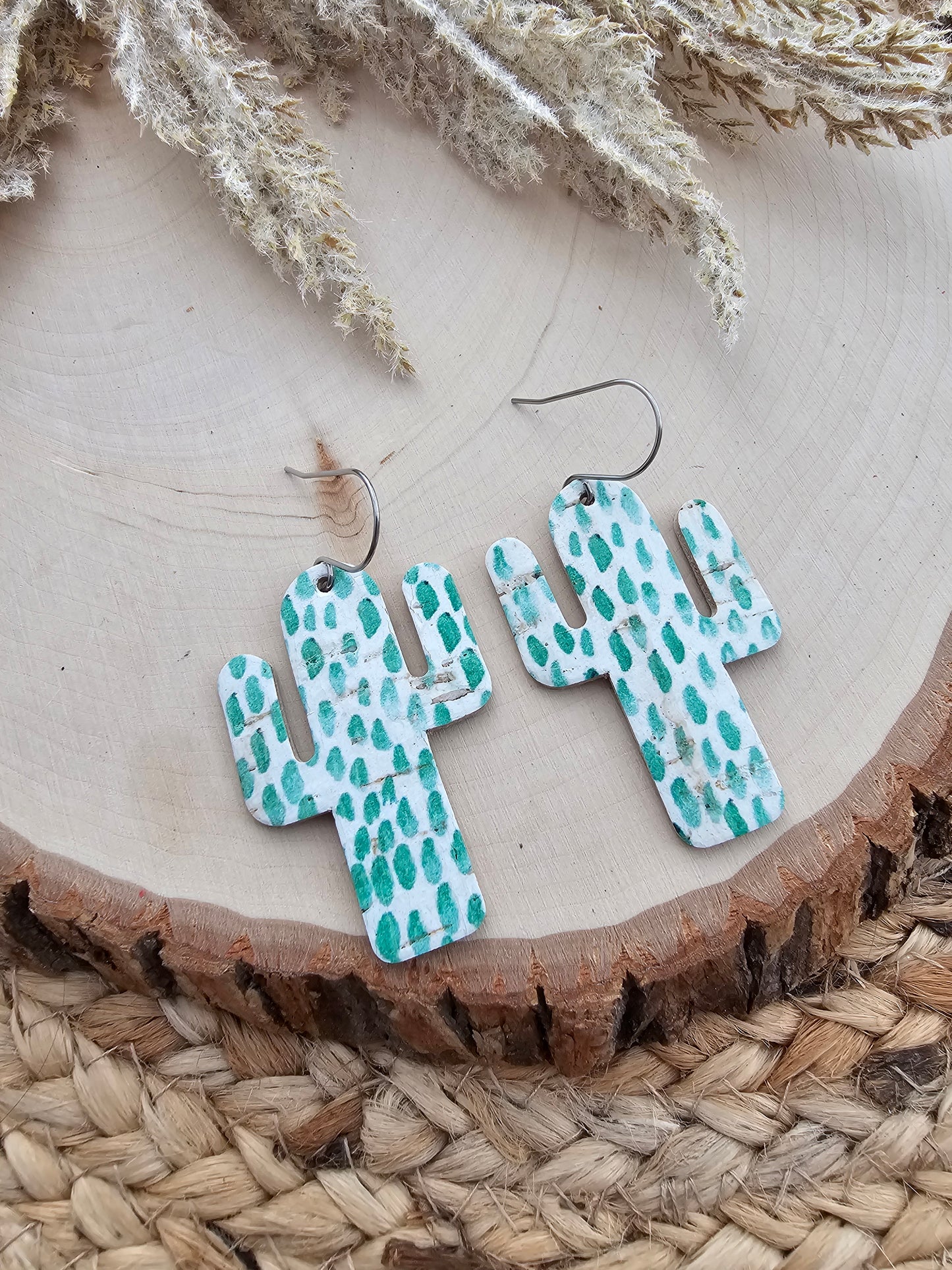 Green Cactus Earrings