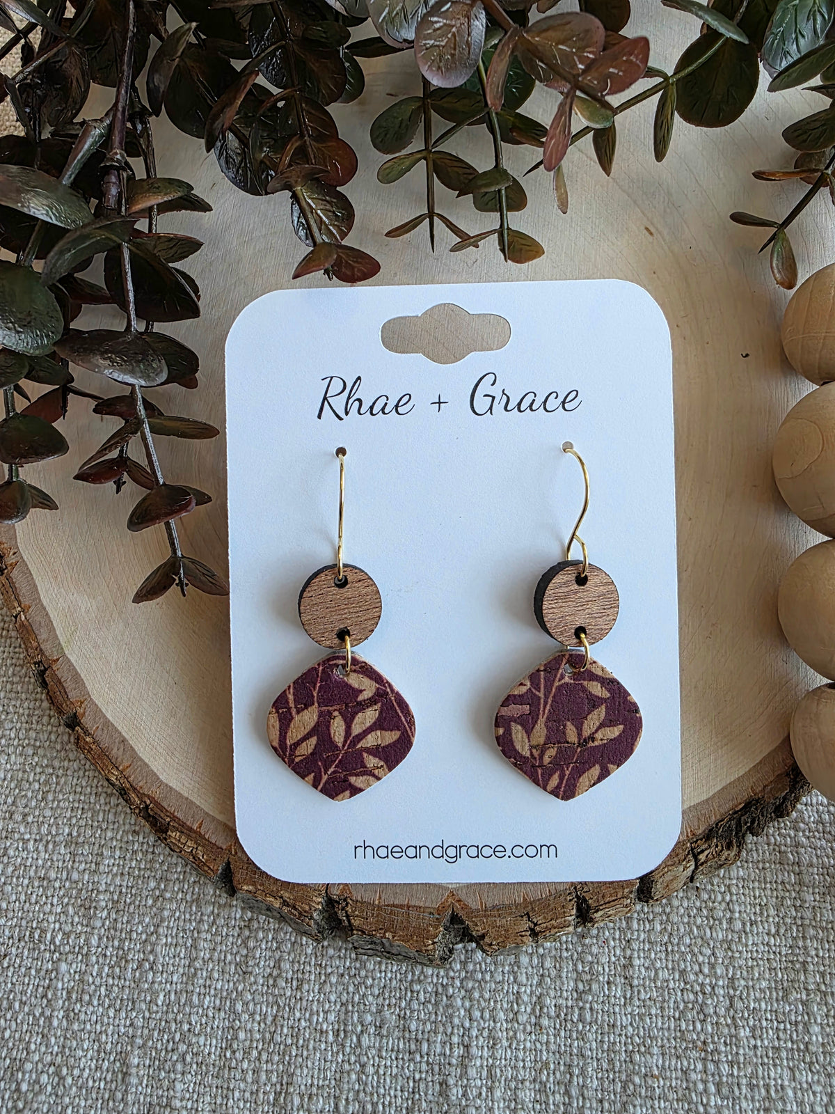 Burgundy Willow Rounded Petal Earring