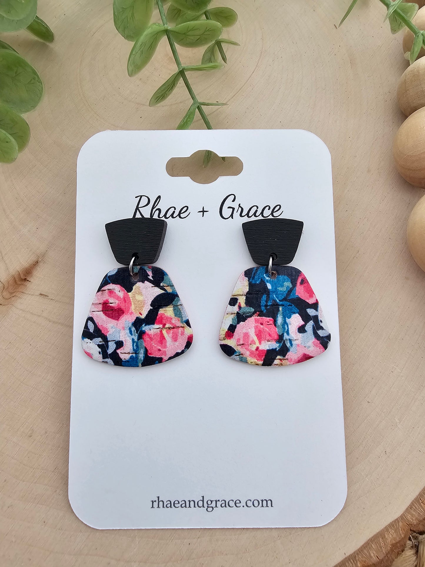 Midnight Rose Garded Rounded Trapezoid Earrings