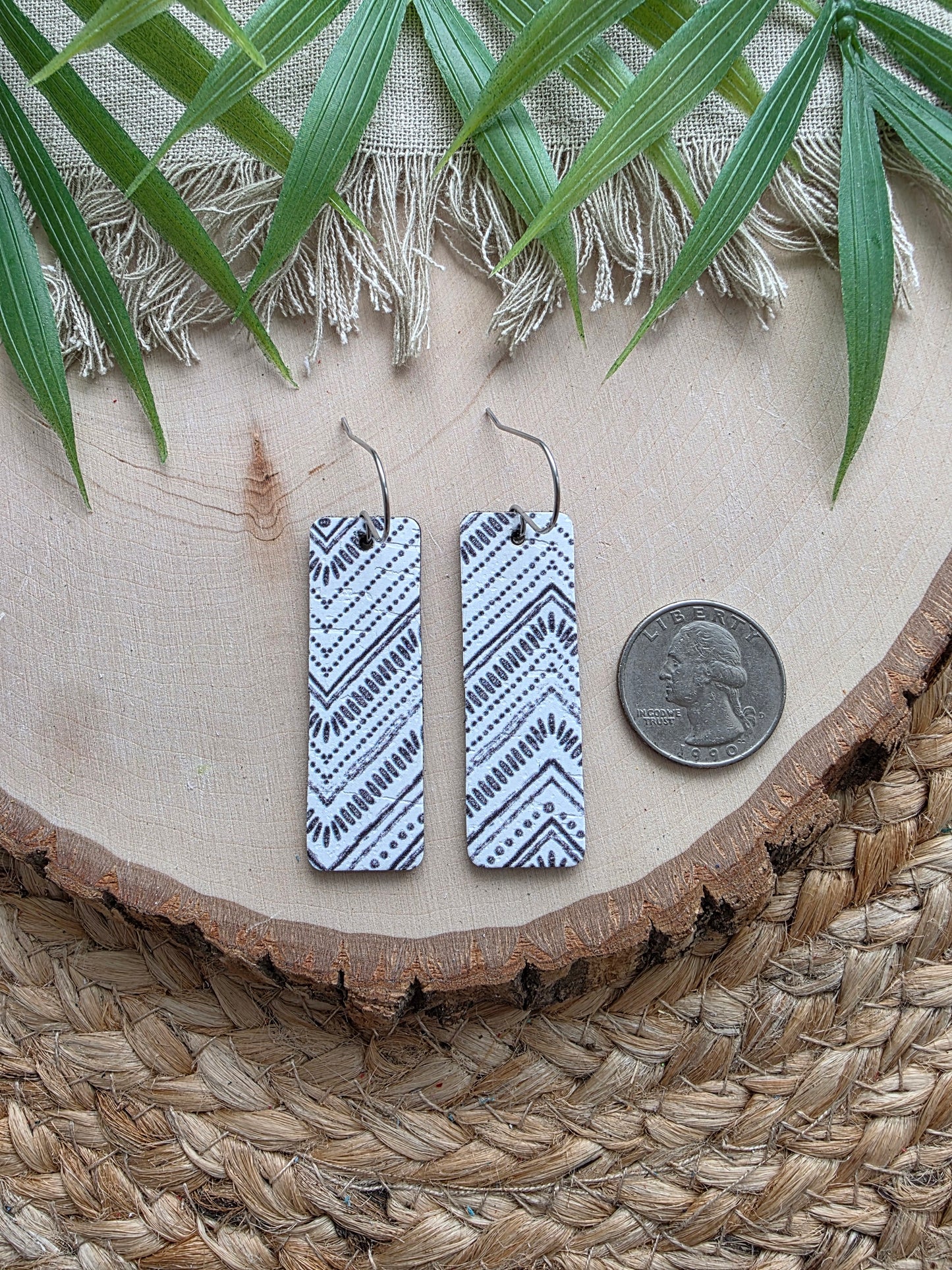 Black & White Chevron Bar Earrings