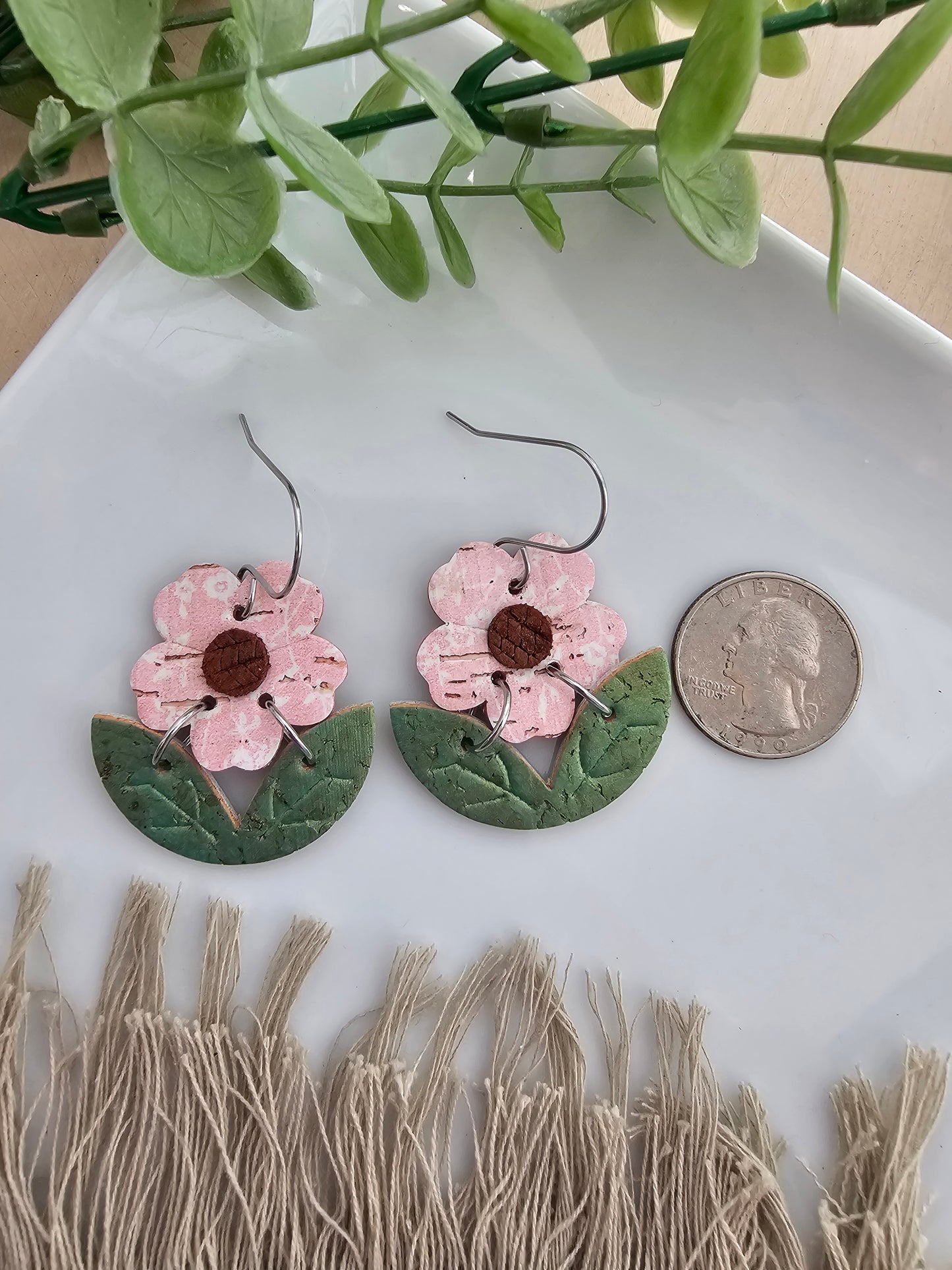 Light Pink Floral Buttercup Flower Earrings