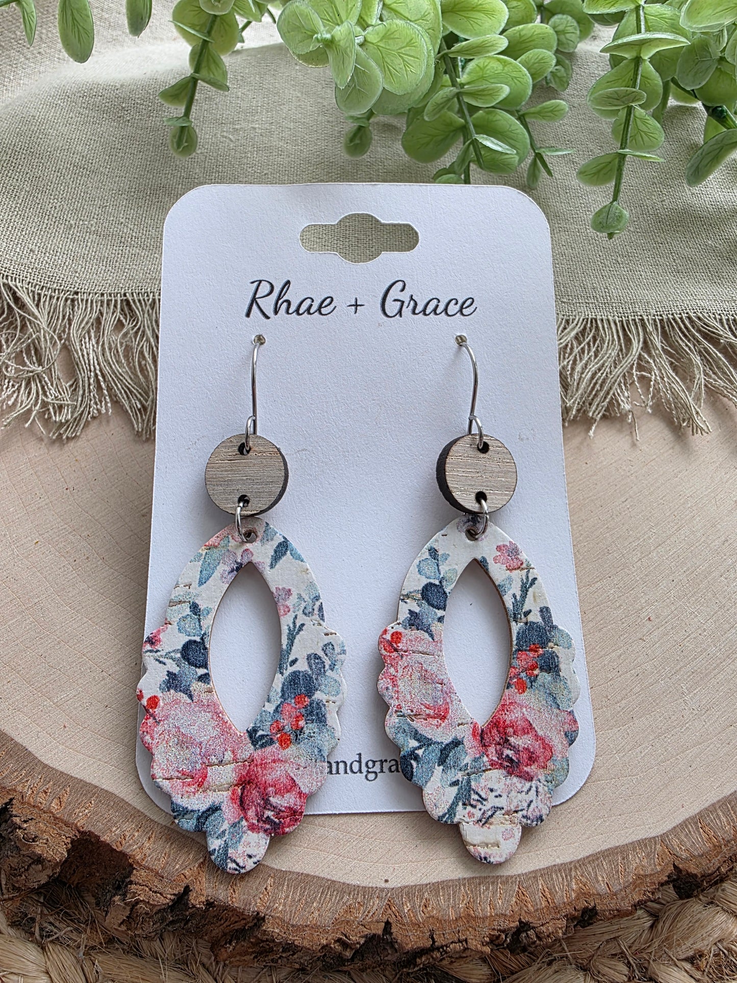 Rose Garden Floral Scalloped Earrings