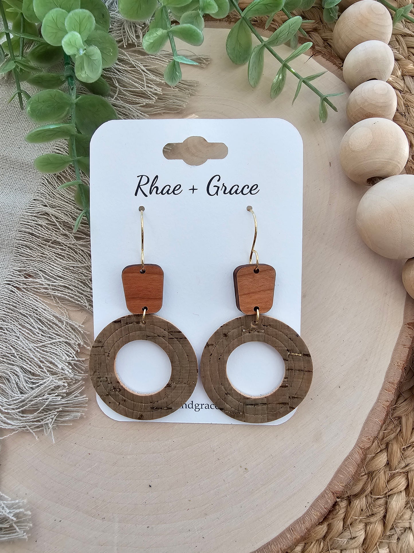 Olive Green Embossed Circle Cutout Earrings