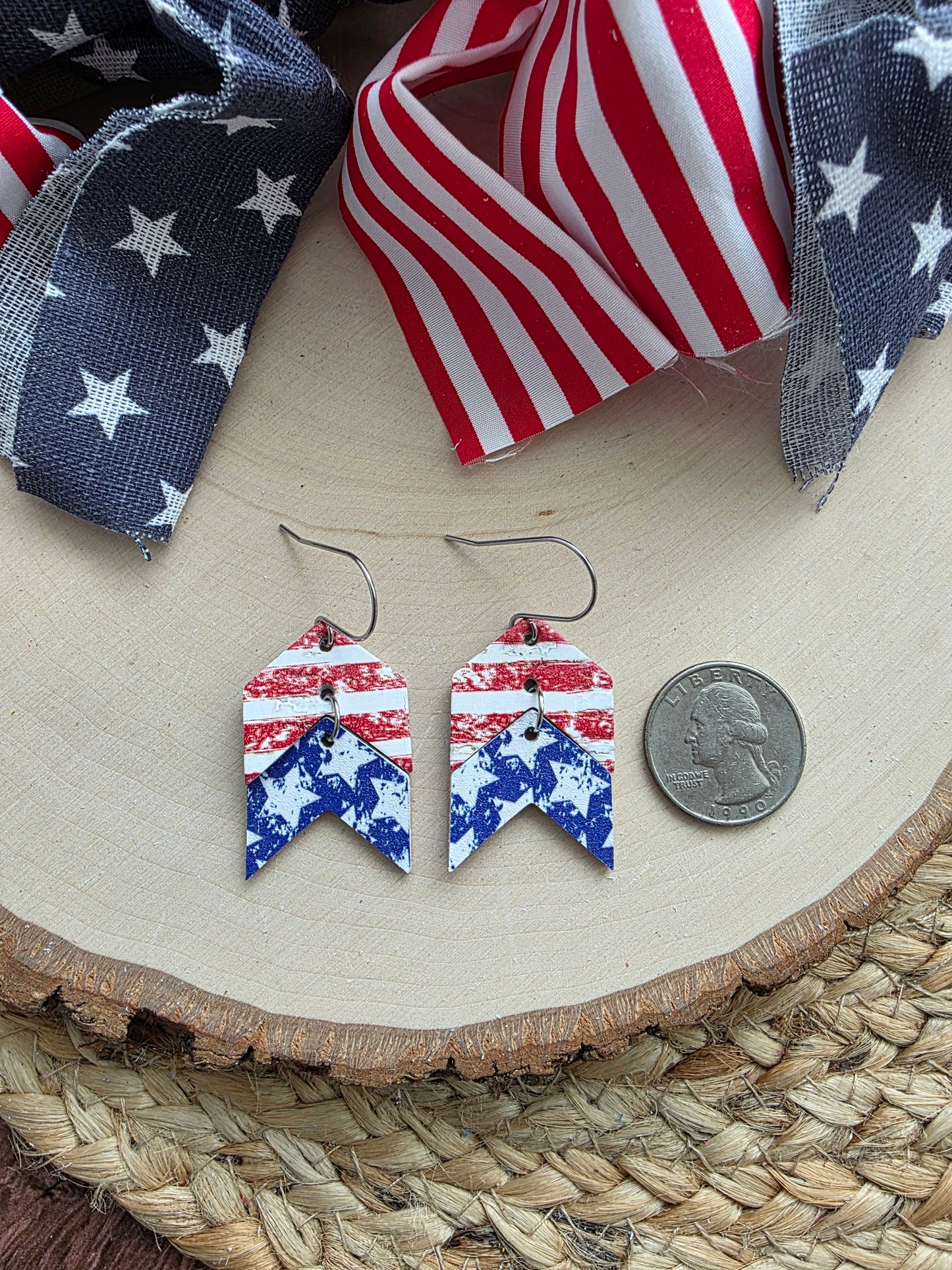 Stars & Stripes Double Chevron Arrow Earrings
