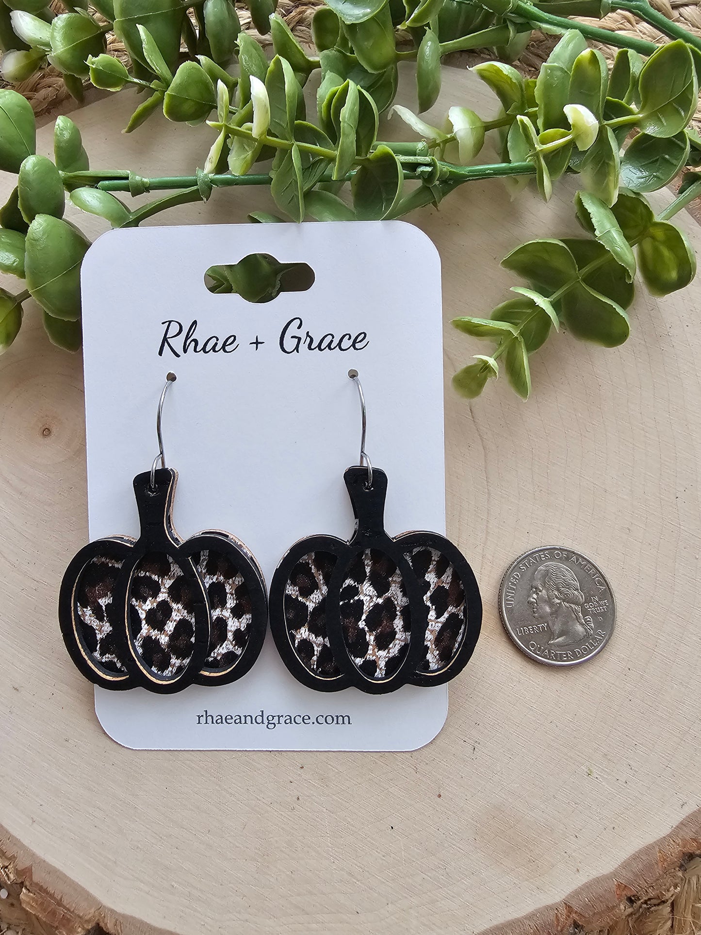 Leopard Print Pumpkin Earrings
