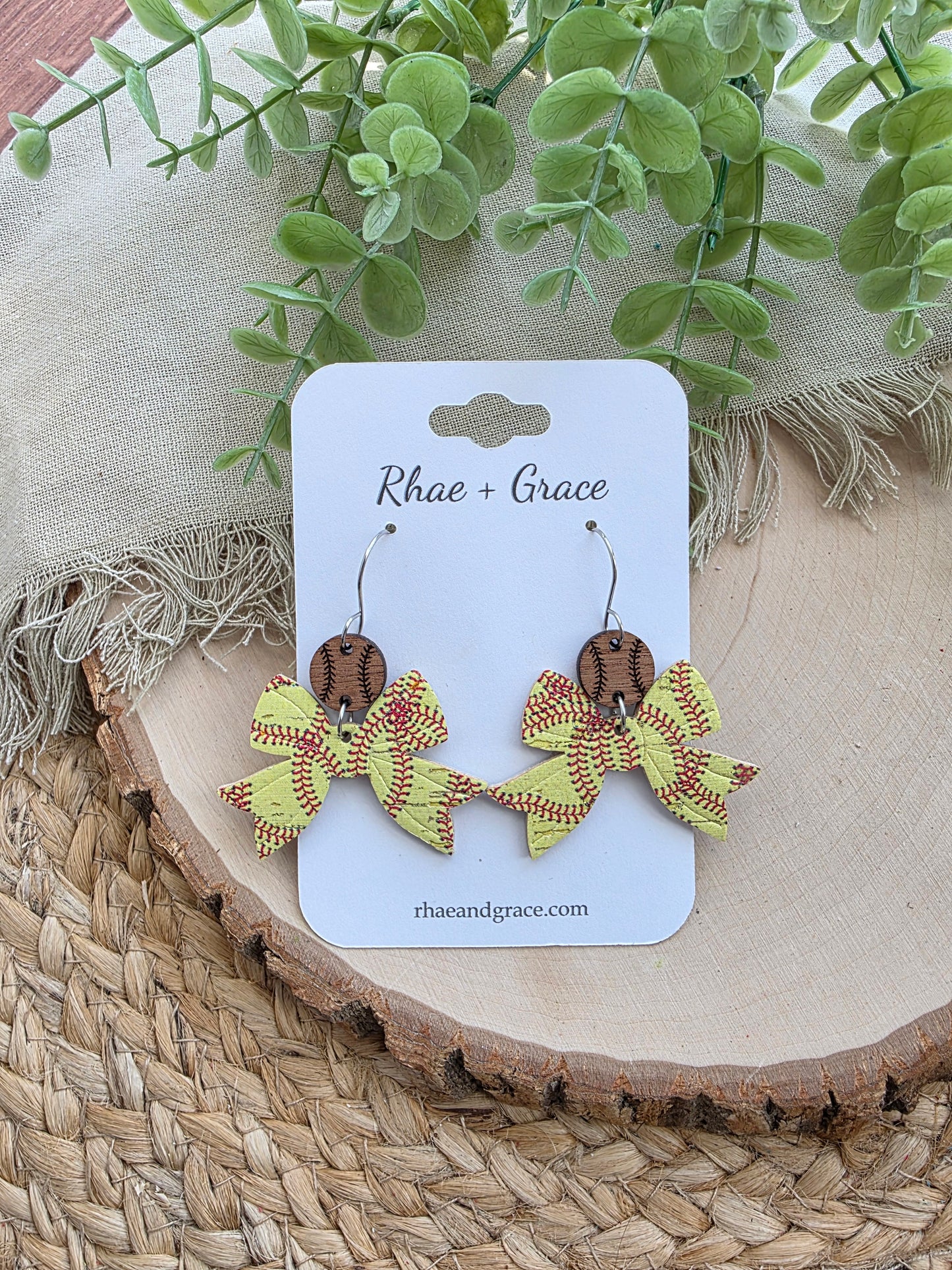 Softball Bow Earrings
