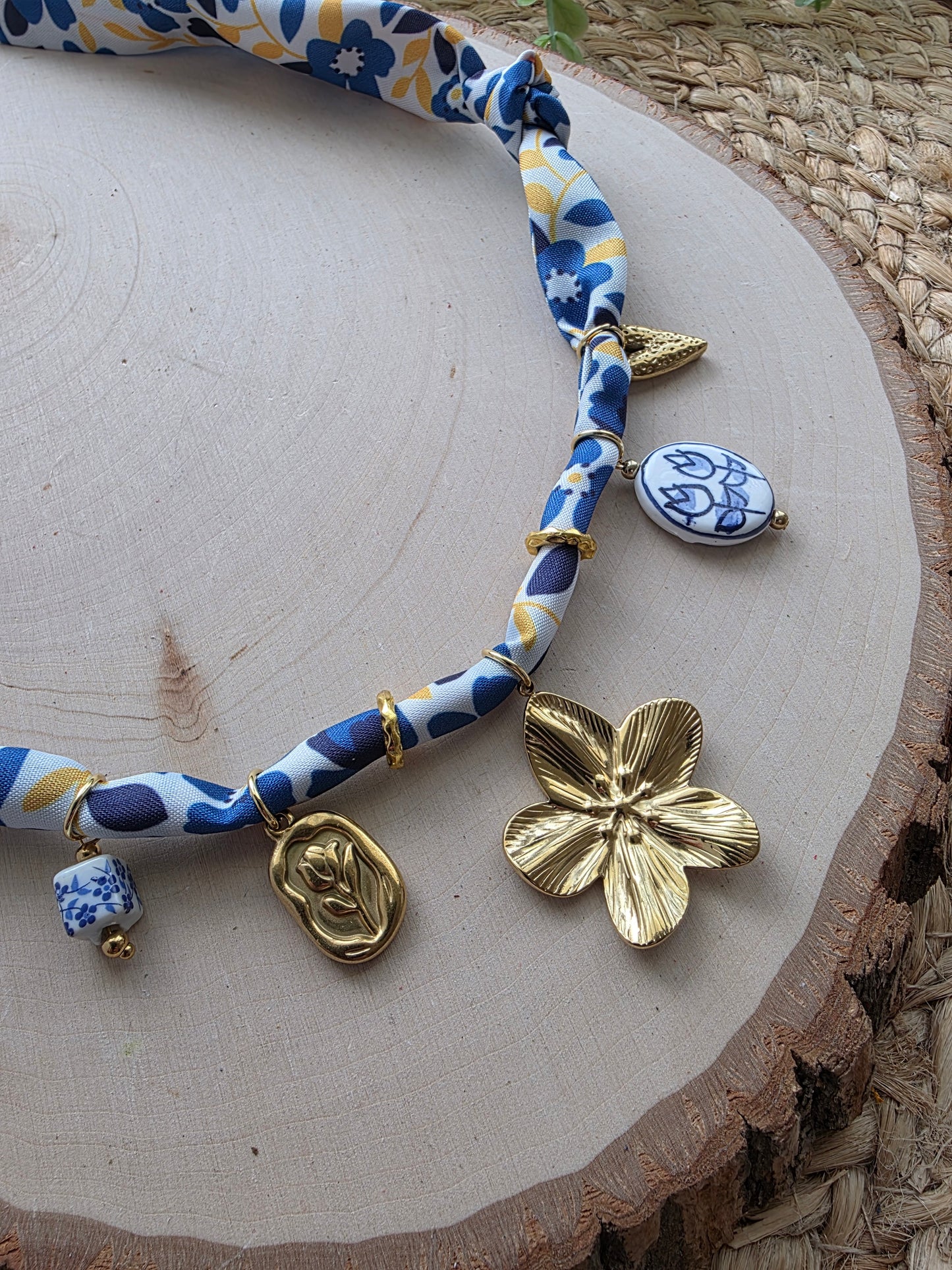 Golden Bloom Scarf Charm Necklace