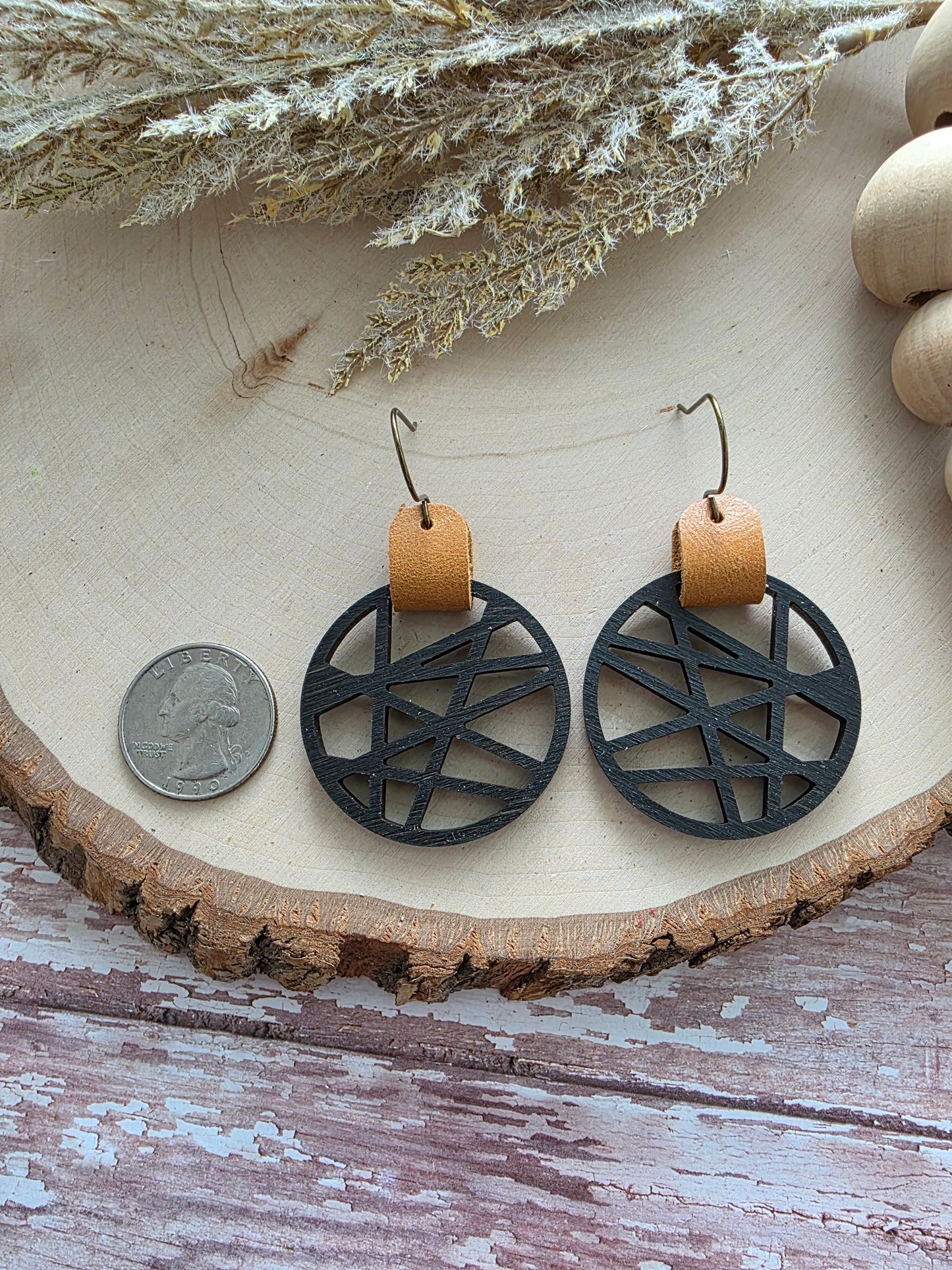 Black & Brown Abstract Criss-cross Earrings