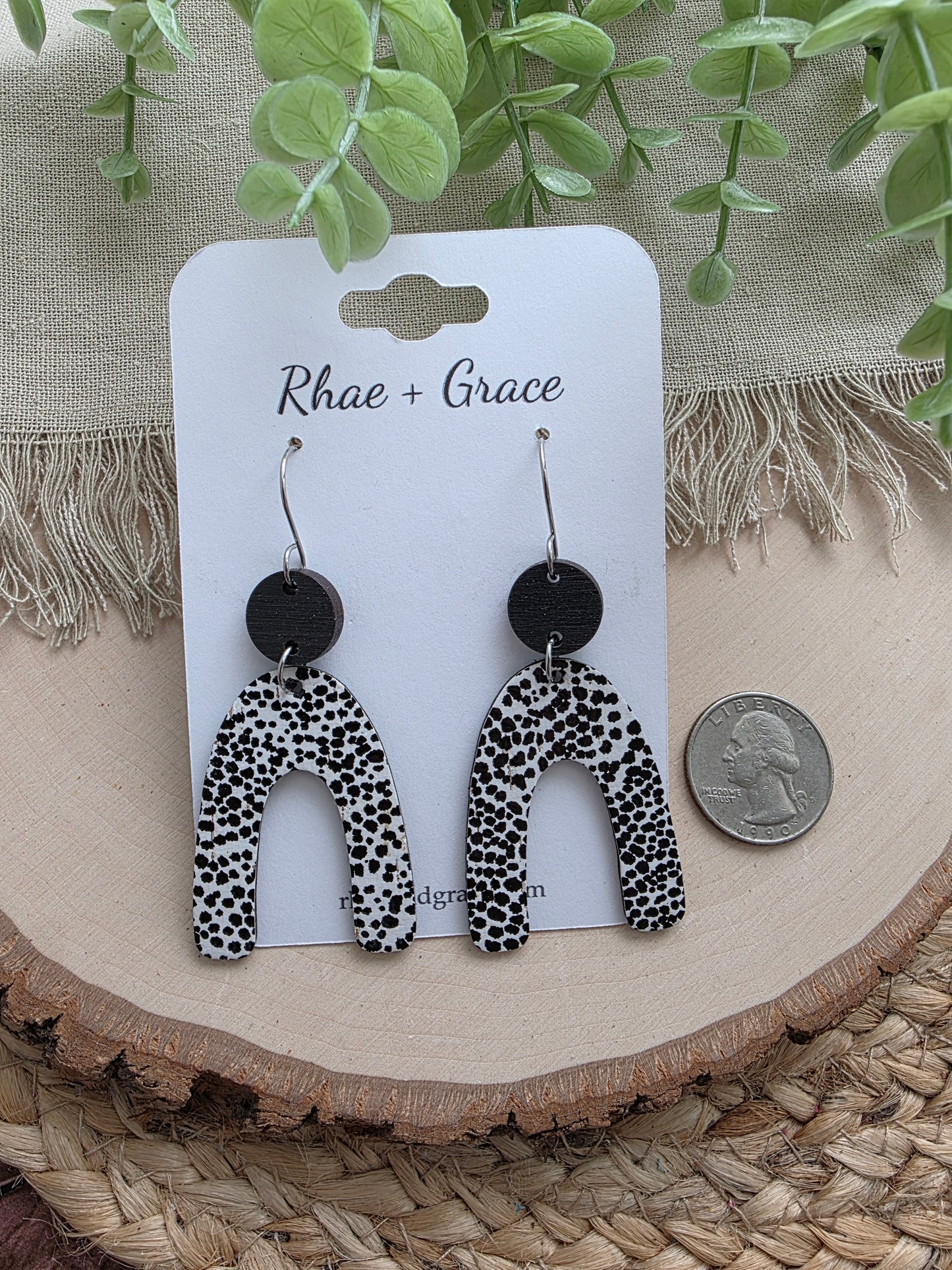 Black & White Spotted Arch Earrings