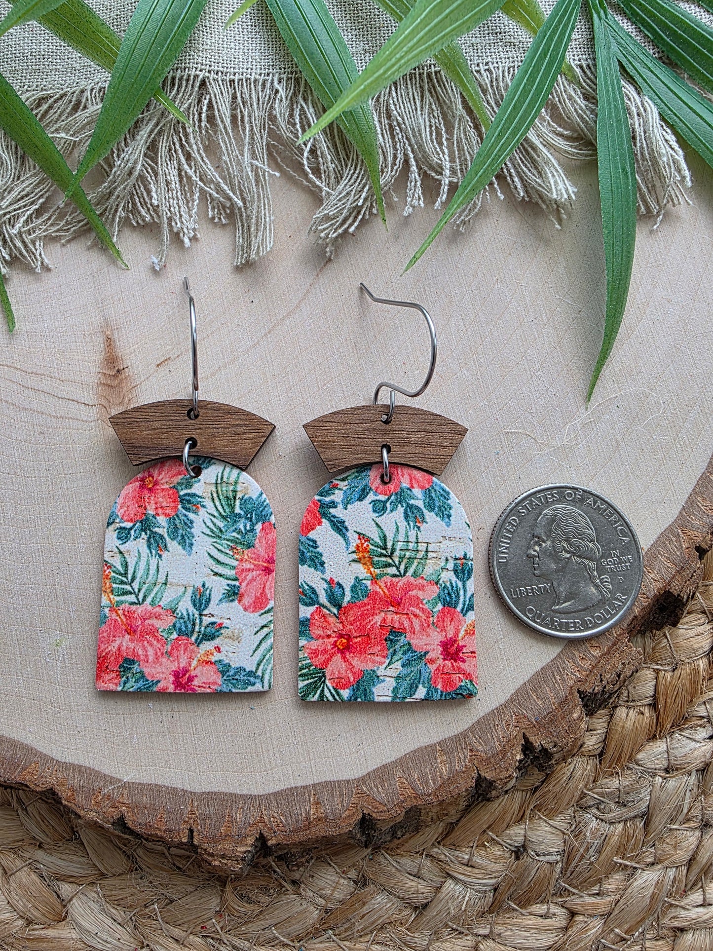 Tropical Hibiscus Closed Arch Earrings