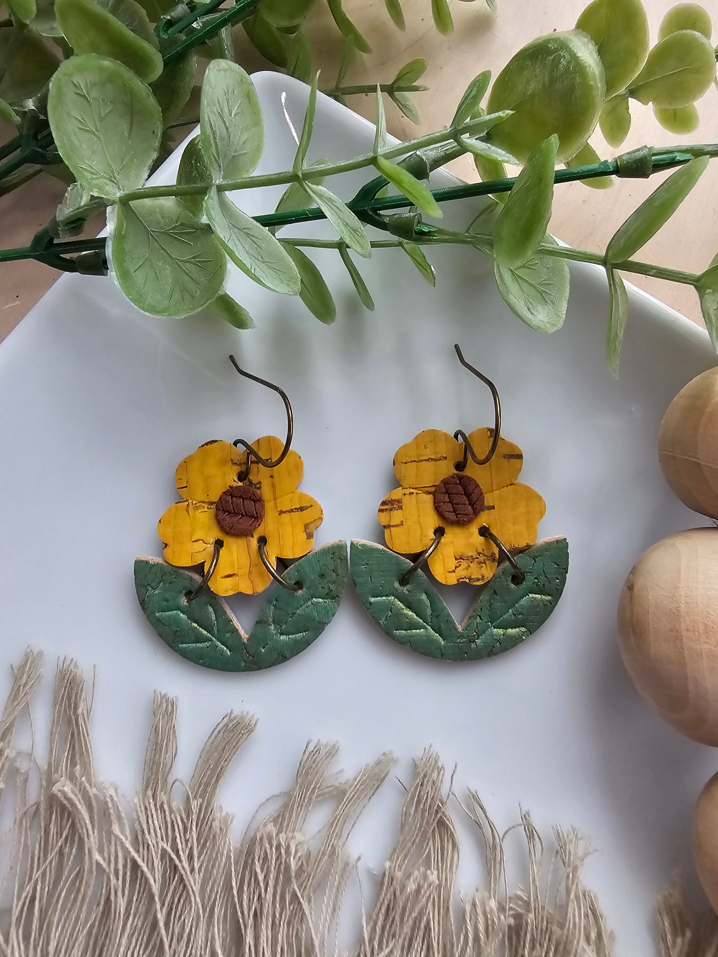 Yellow Buttercup Flower Earrings