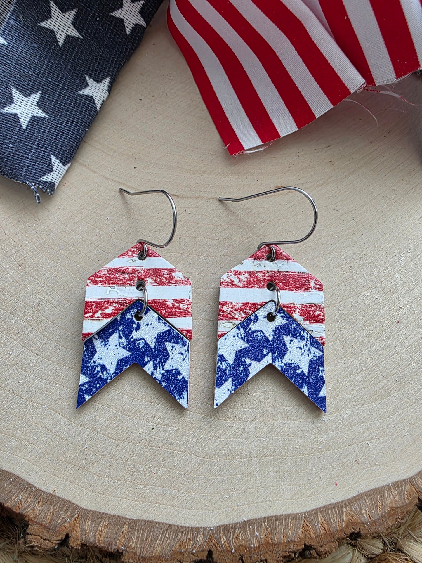 Stars & Stripes Double Chevron Arrow Earrings