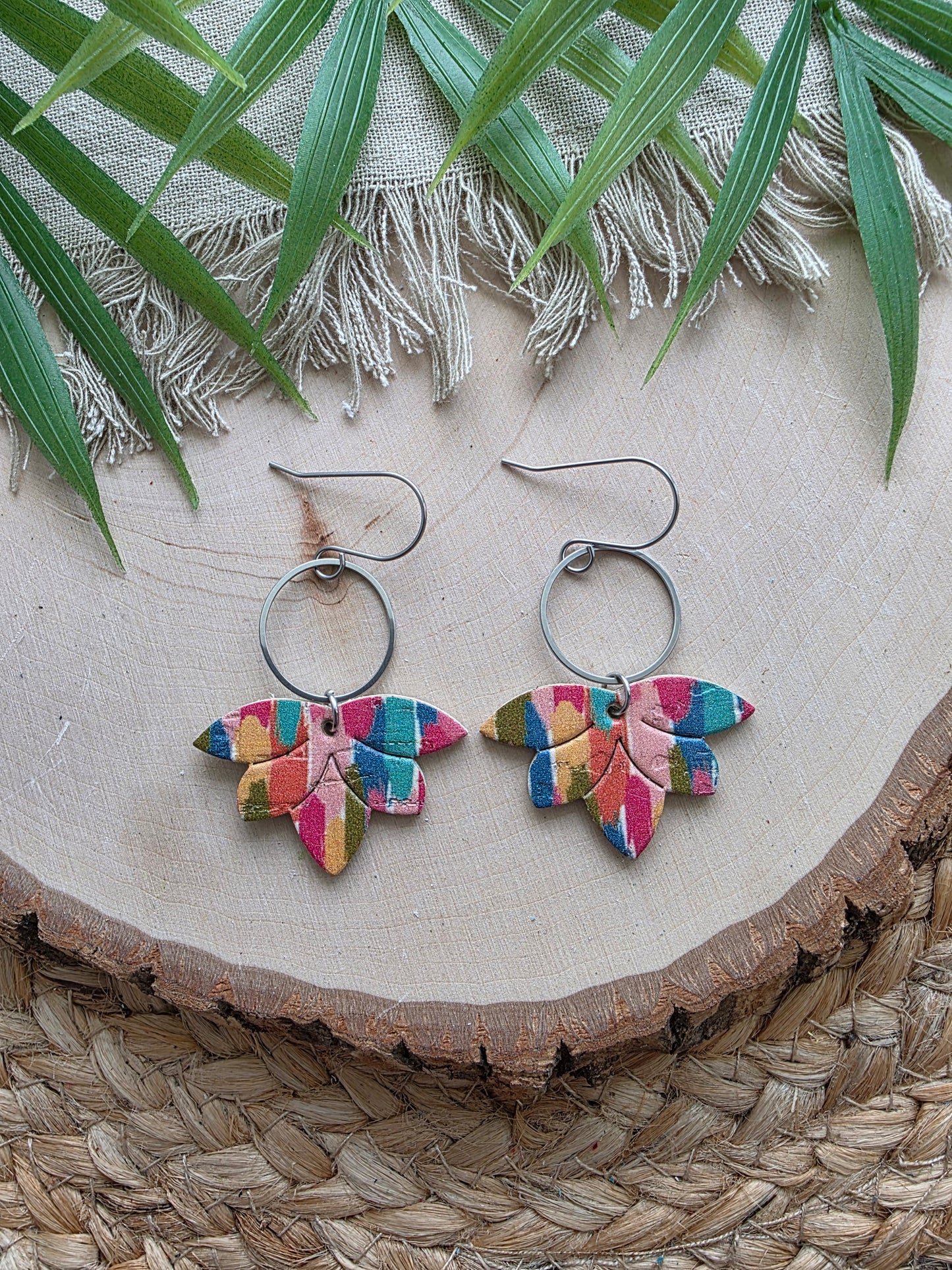 Colorful Brushstrokes Embossed Earrings