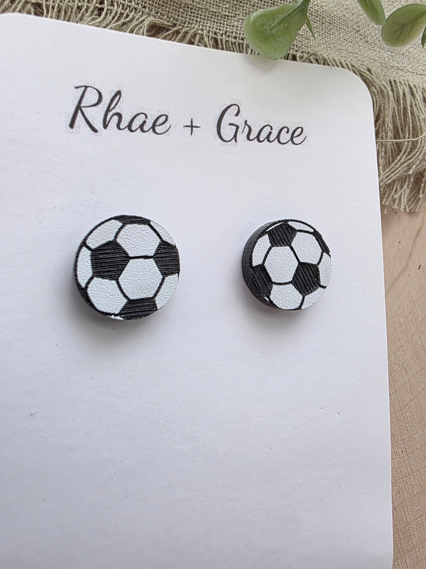Soccer Stud Earrings - 14 mm
