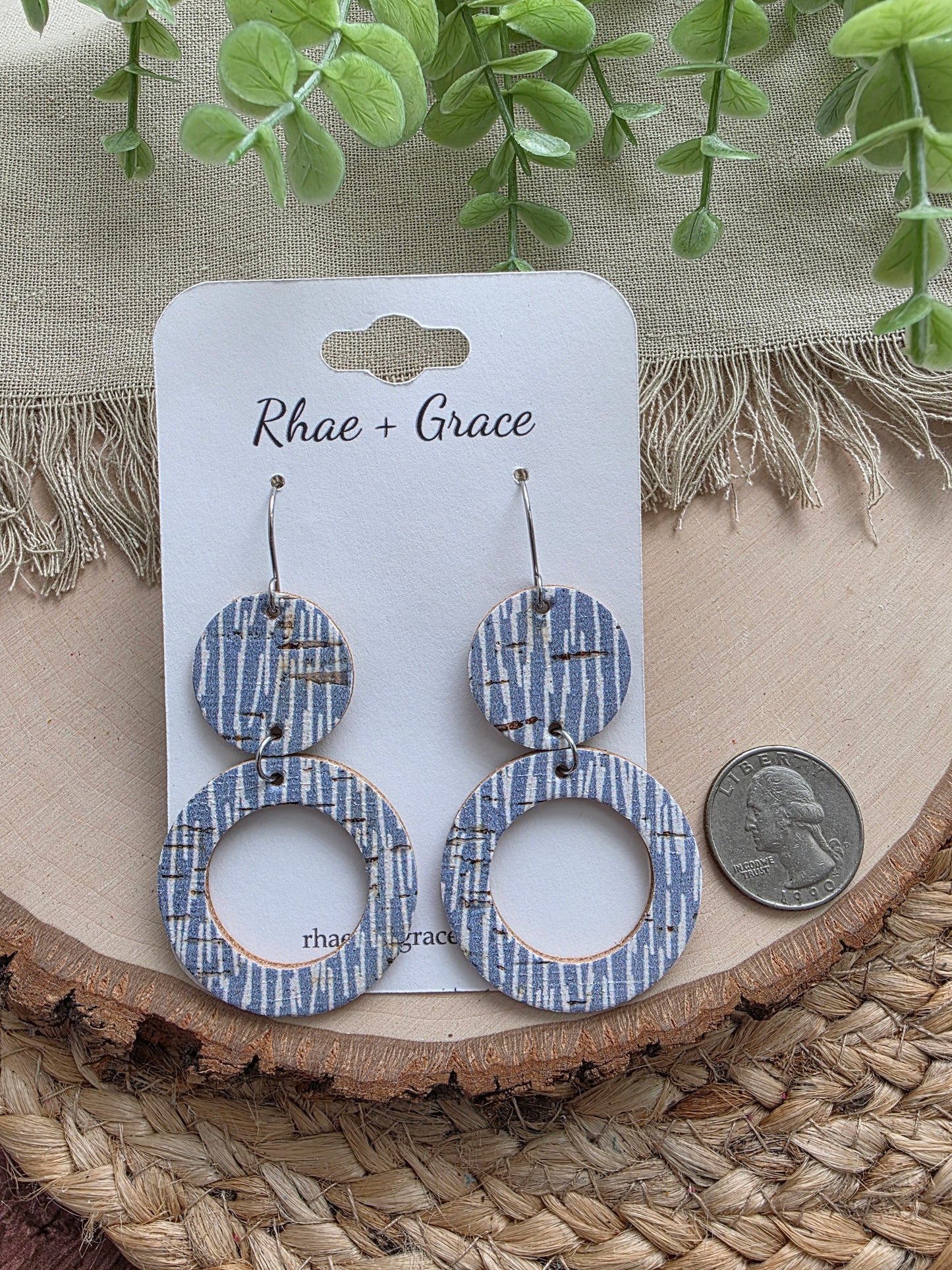 Light Blue & Cream Circle Cutout Earrings